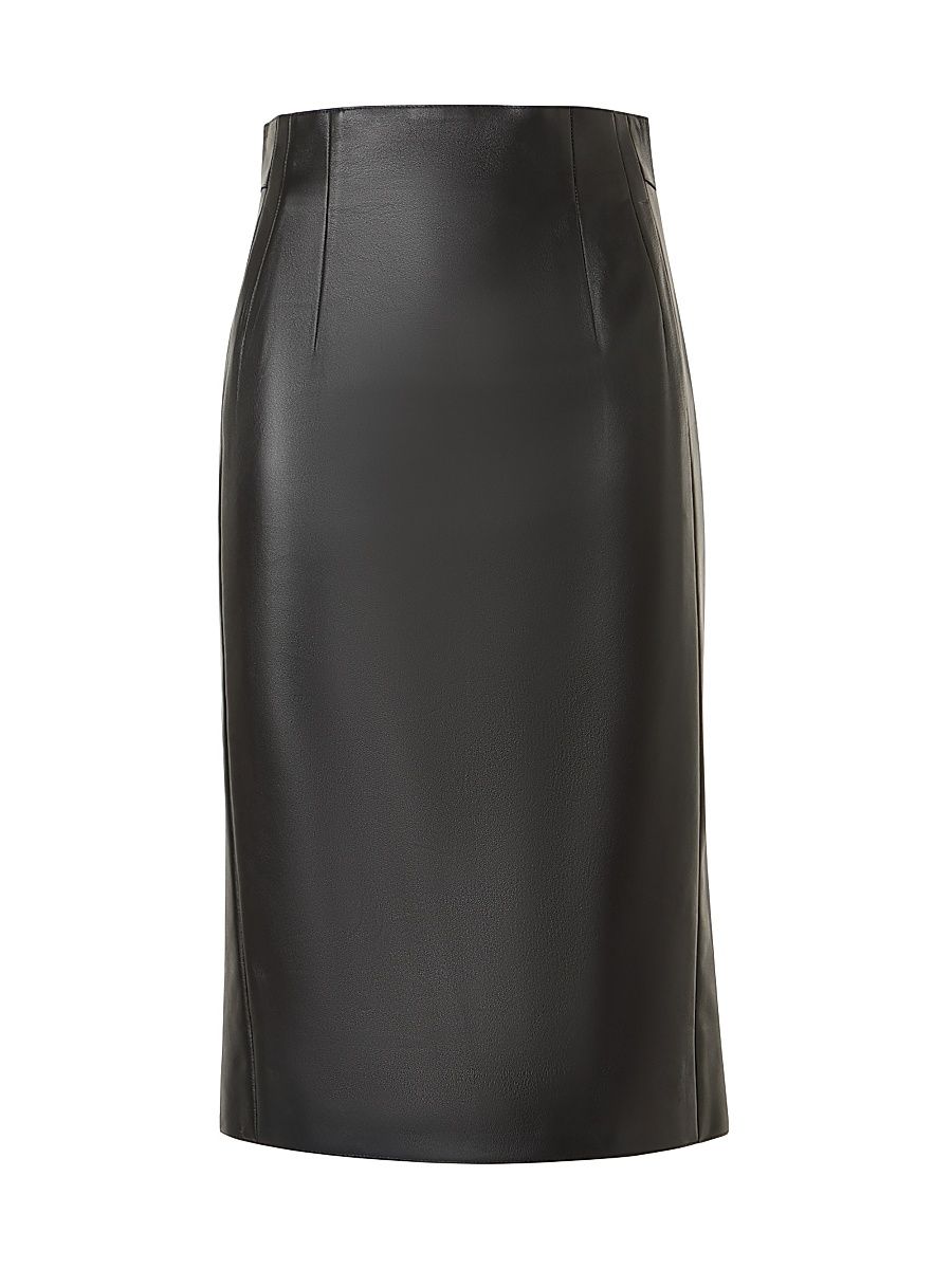 Women's Leather Pencil Skirt - Black - Size 10