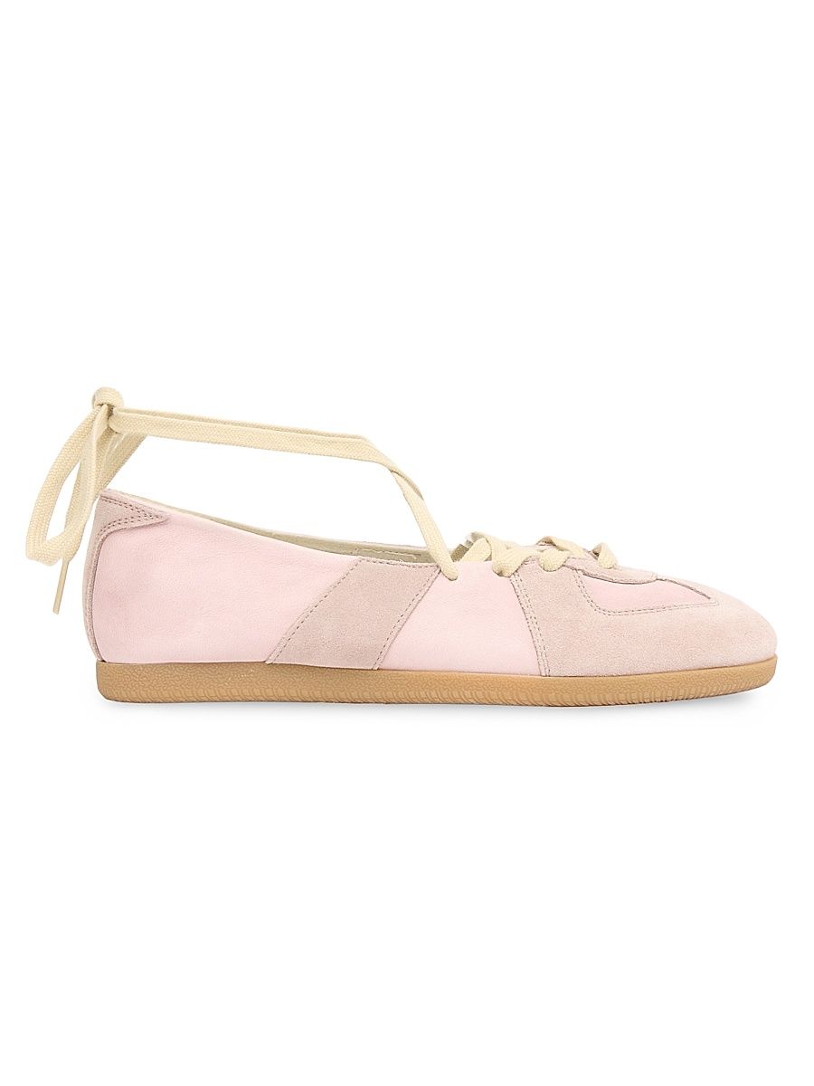 Women's Replica Leather Lace-Up Ballet Flats - Pale Blush - Size 11