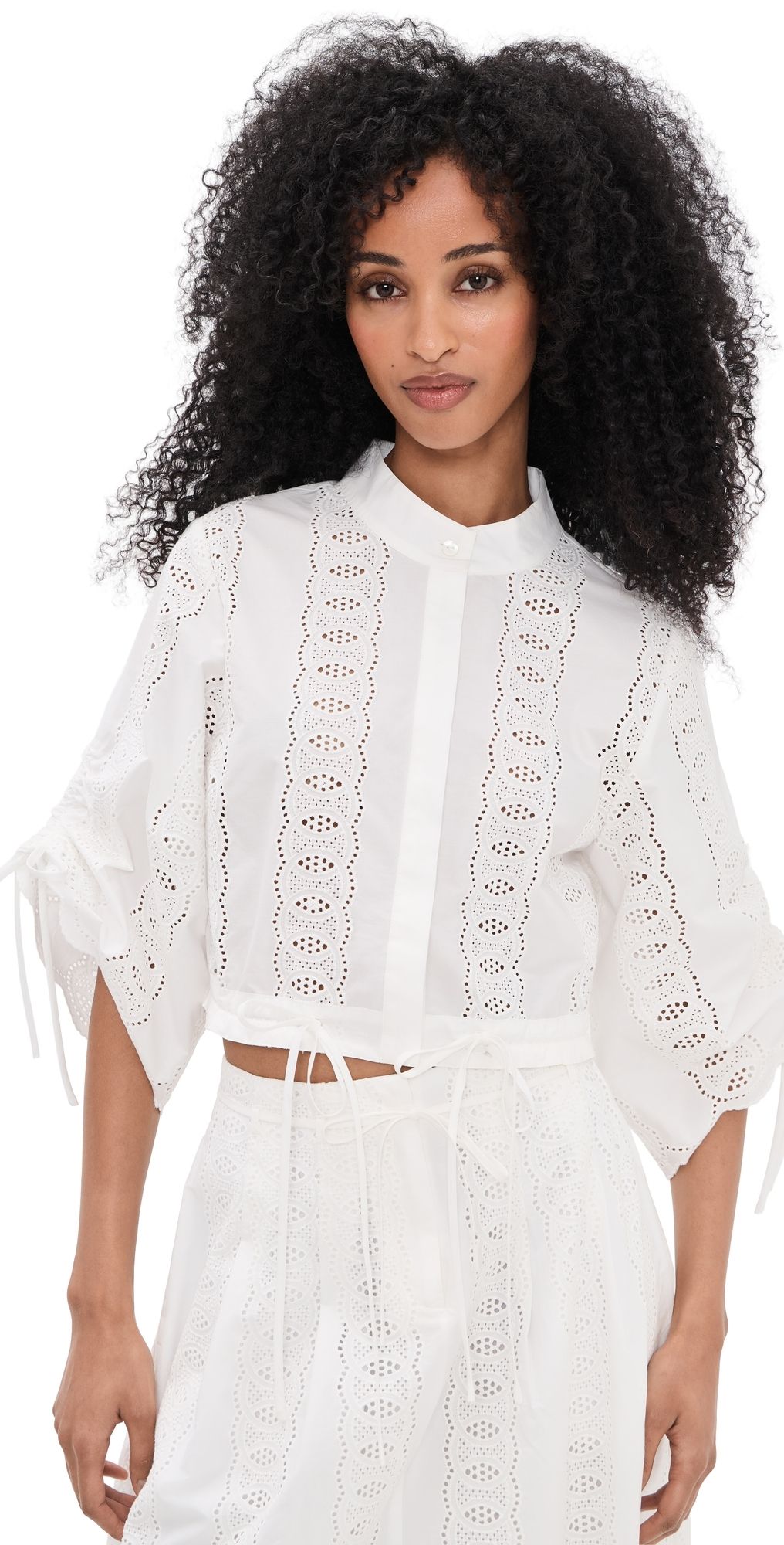 HEVRON Eva Top White Eyelet L
