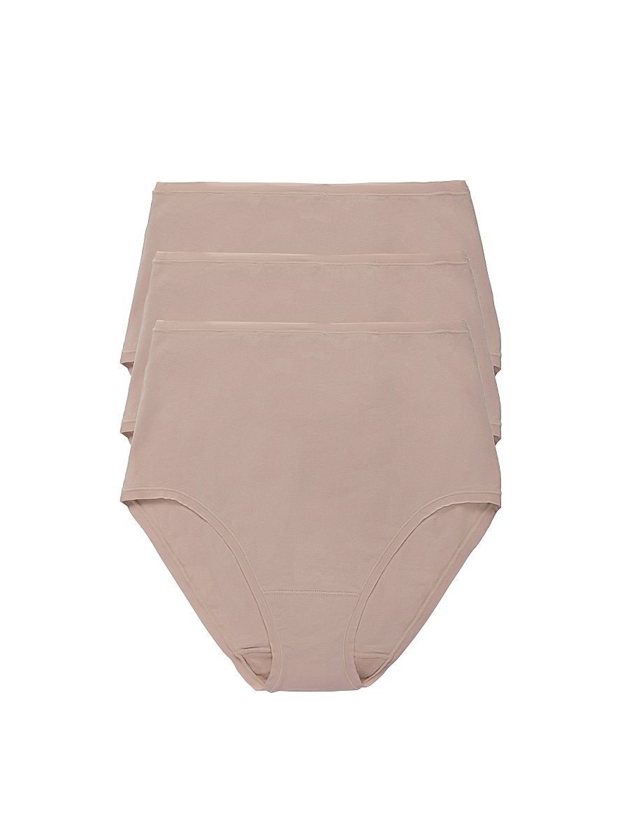 Women's Bliss Bare Cotton High Waist Brief 3-Pack - Cafe - Size XXL