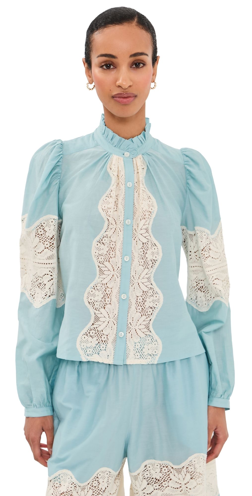 Alix of Bohemia Annabel Sky Prima Lace Shirt Light Blue L