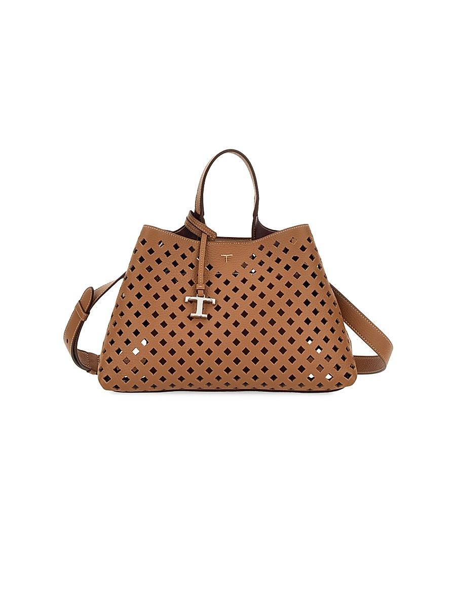 Women's Small Perforated Leather Top Handle Bag - Kenia Boreaux