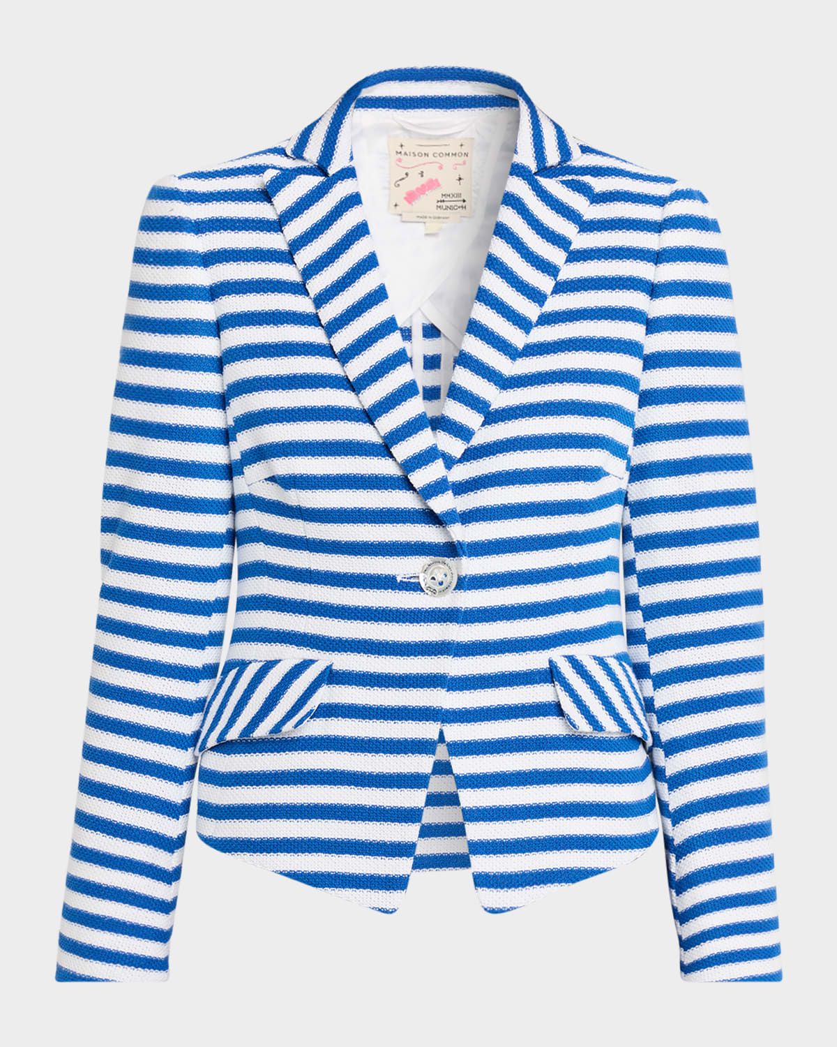 Striped Textured Jersey Single-Breasted Jacket