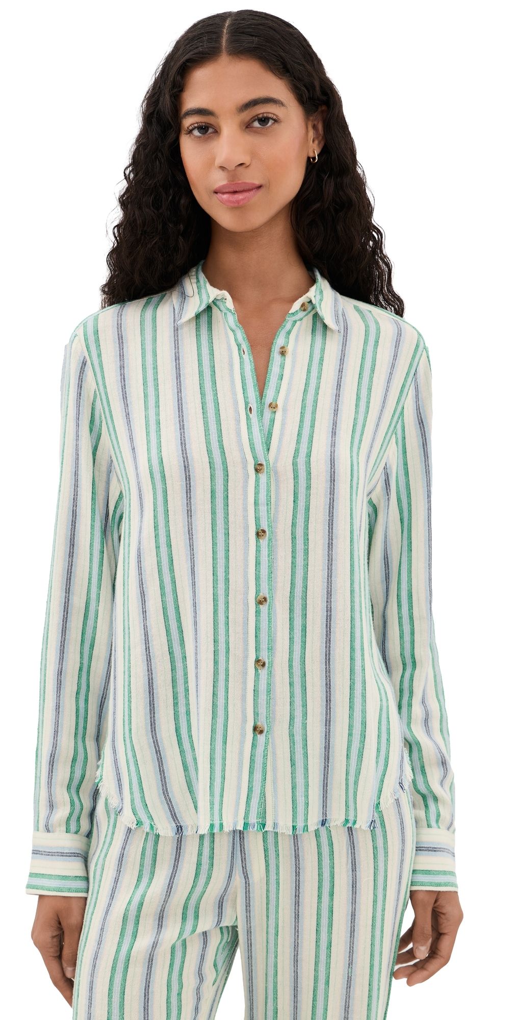 XIRENA Bowie Shirt Blue Moss Stripe M