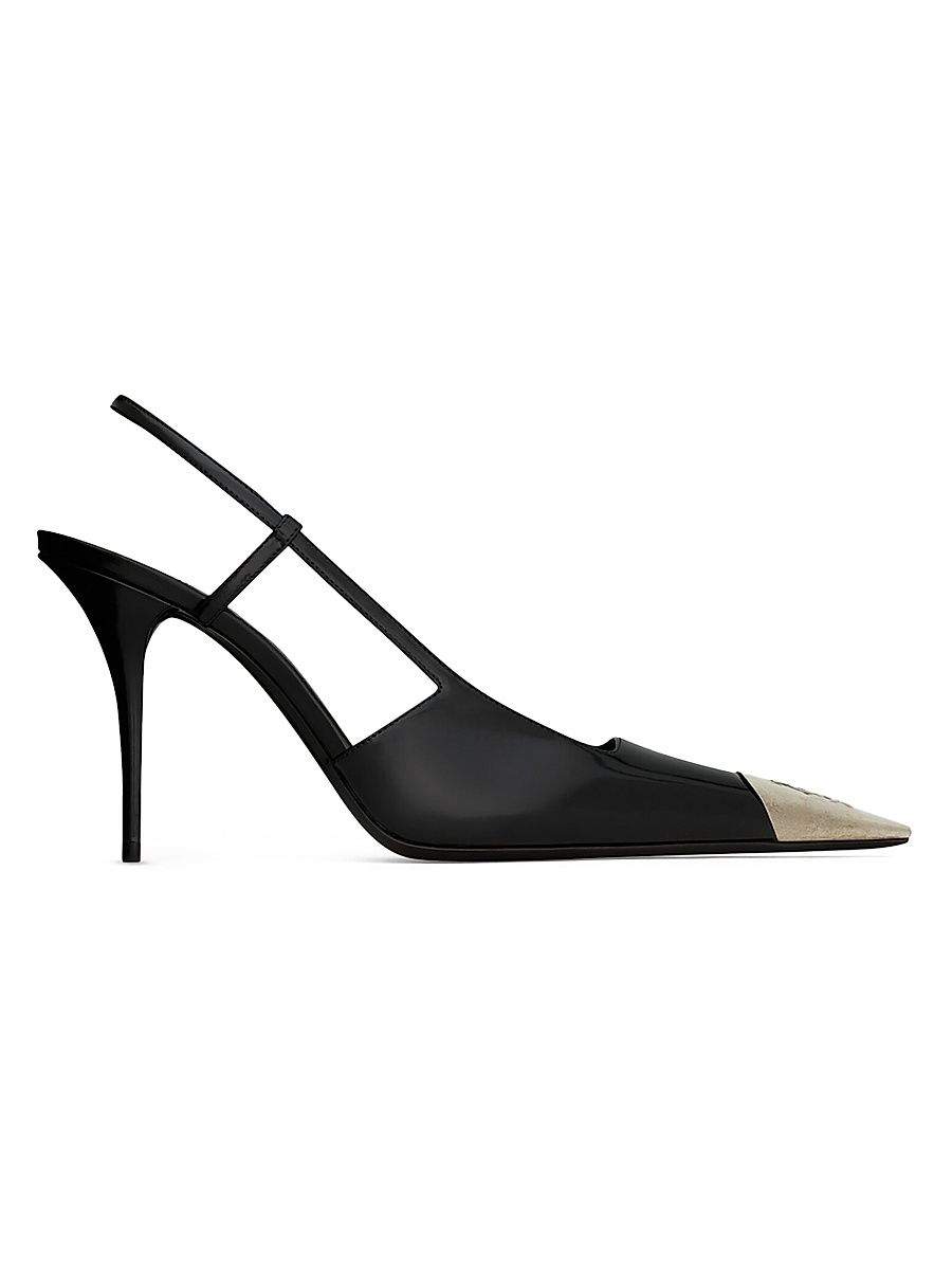 Women's Jeanne Slingback Pumps in Glazed Leather - Black - Size 5