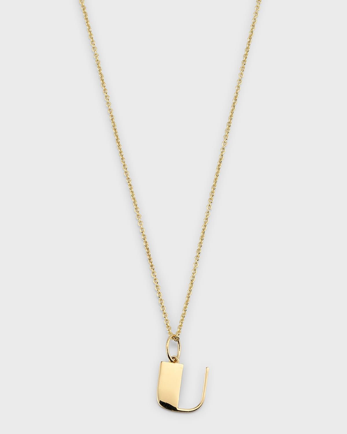 14K Pure Block Initial Necklace