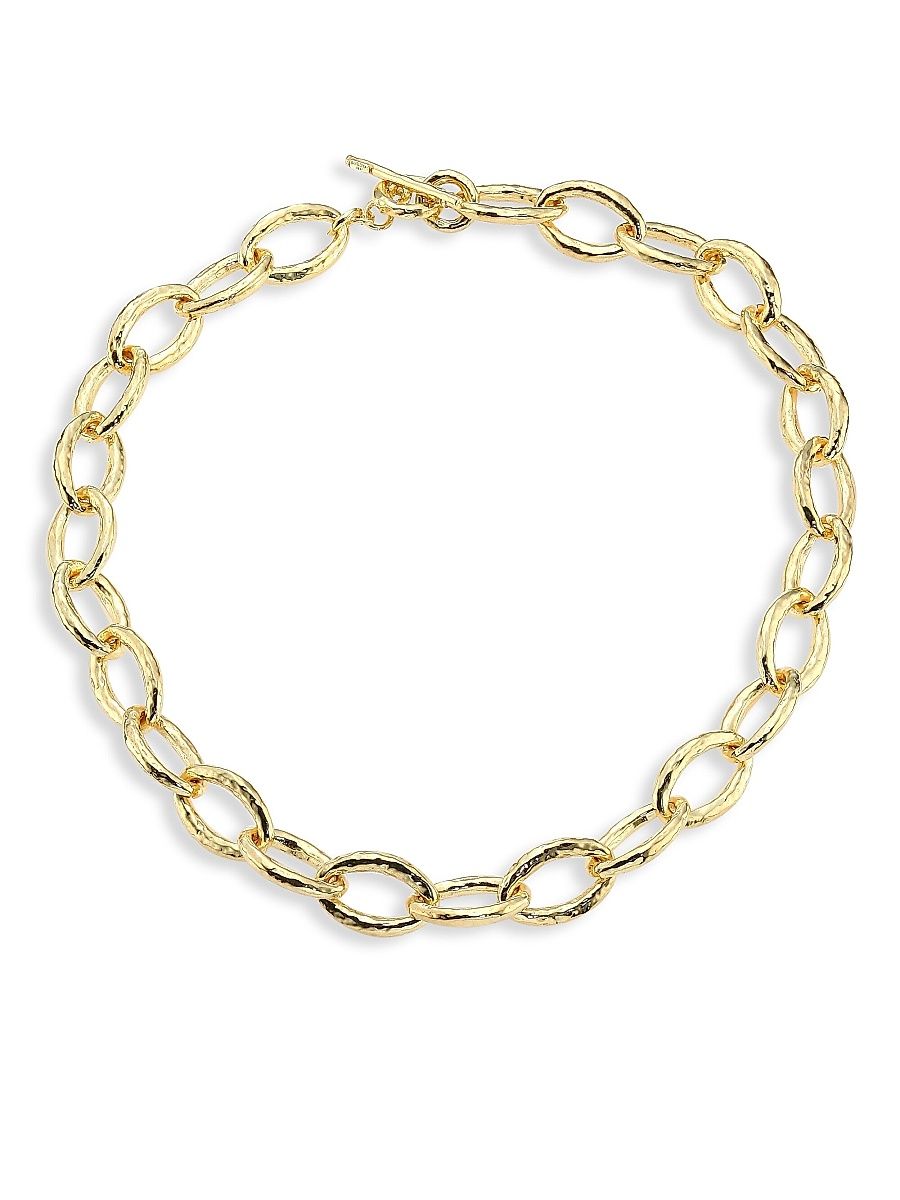 Ippolita Women's Classico Short 18K Yellow Gold Hammered Bastille Mini Link Necklace - Gold