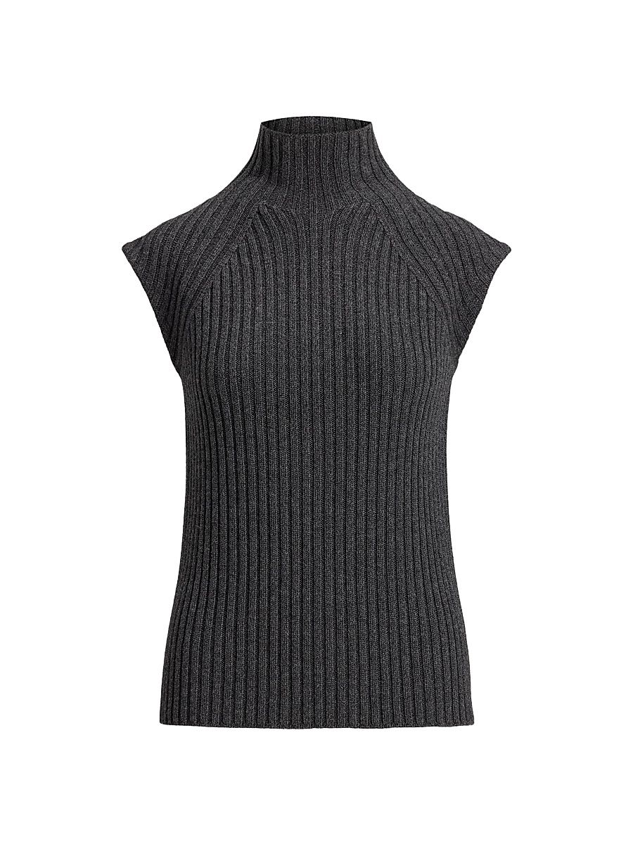 Women's Lofty Rib-Knit Cashmere Top - Black - Size XS