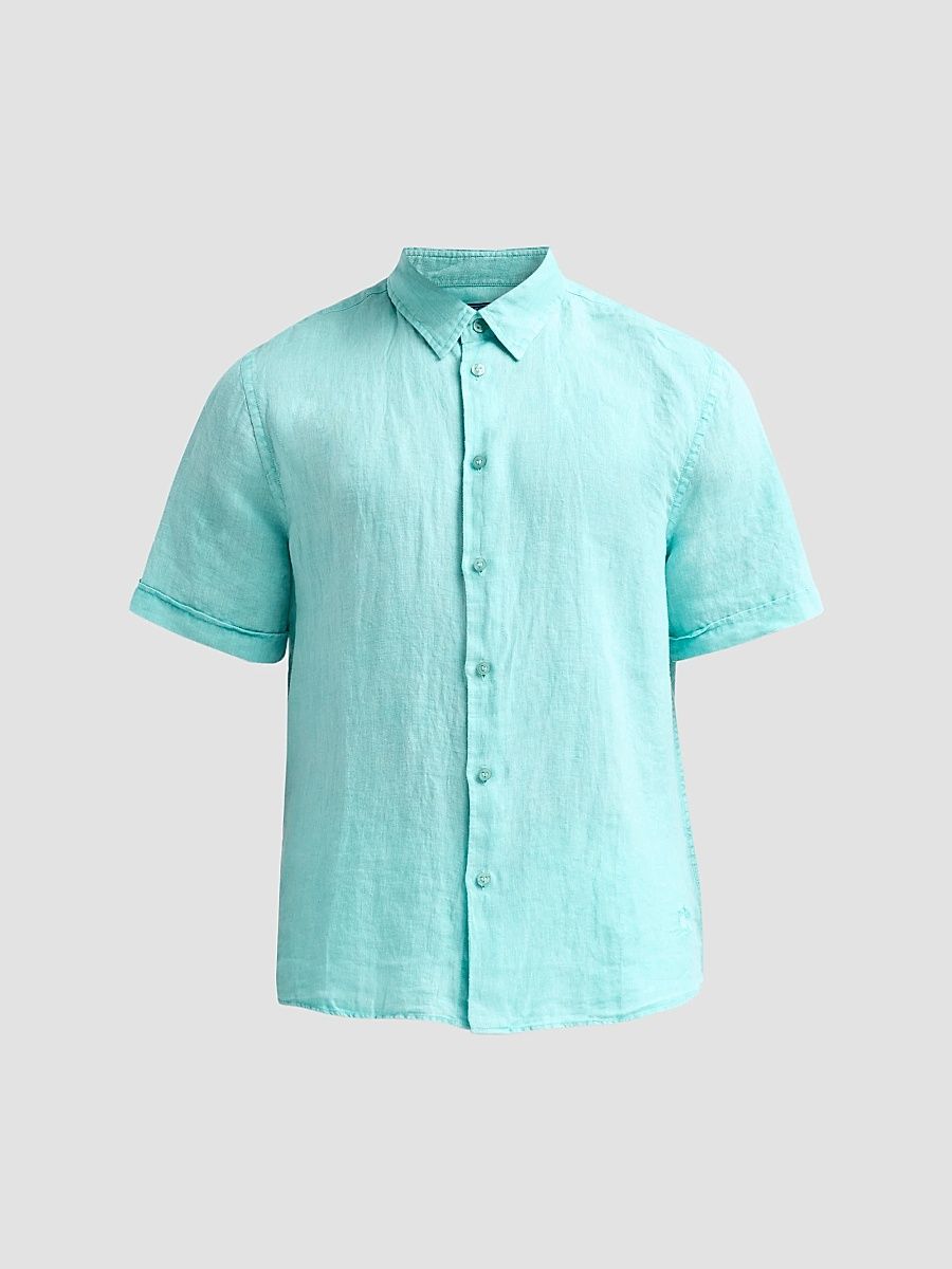 Men's Mineral-Dye Linen Short-Sleeve Shirt - Aventurine - Size XXXL
