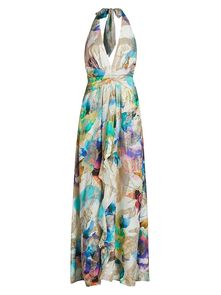 Women's Stefanie Halterneck Gown - Ivory Marble - Size 8