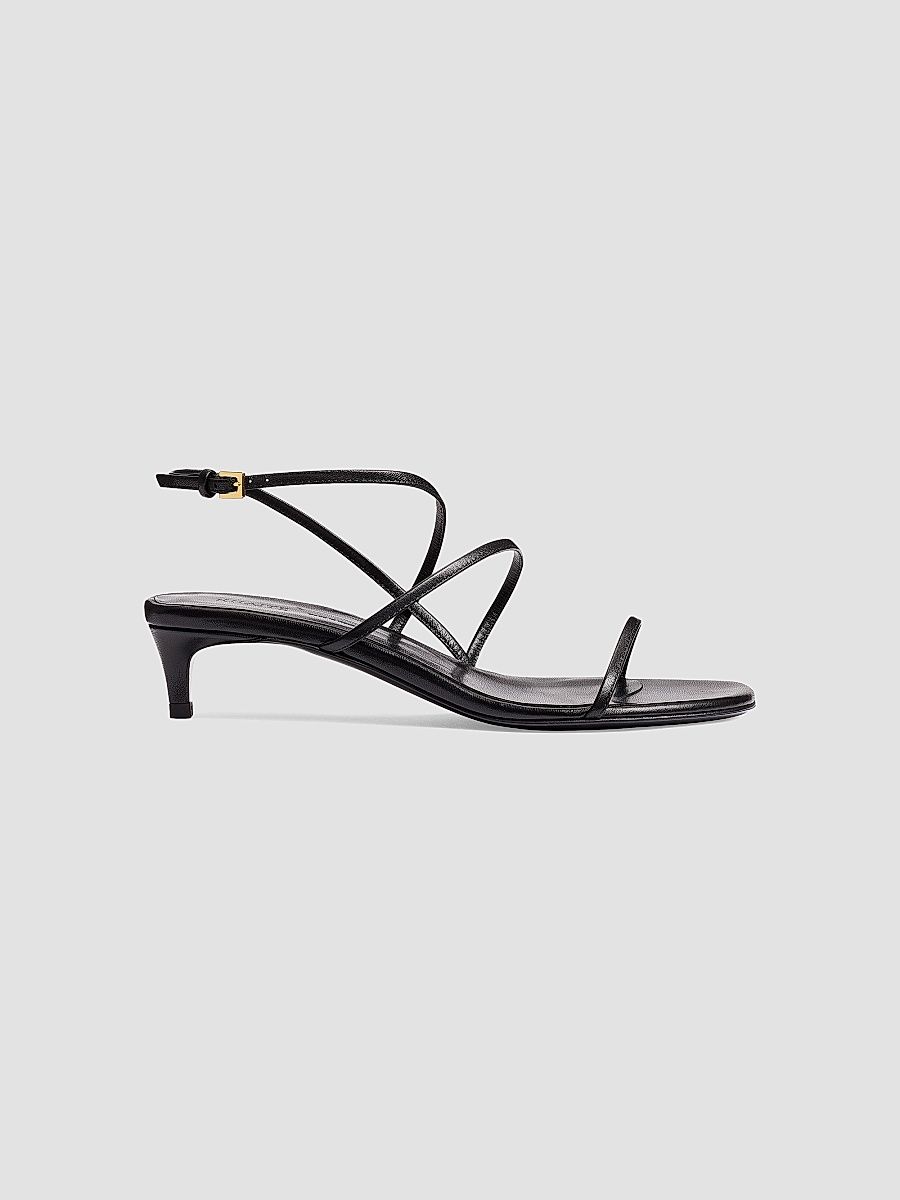 Khaite Women's Loop Strappy Leather Sandals - Black - Size 8