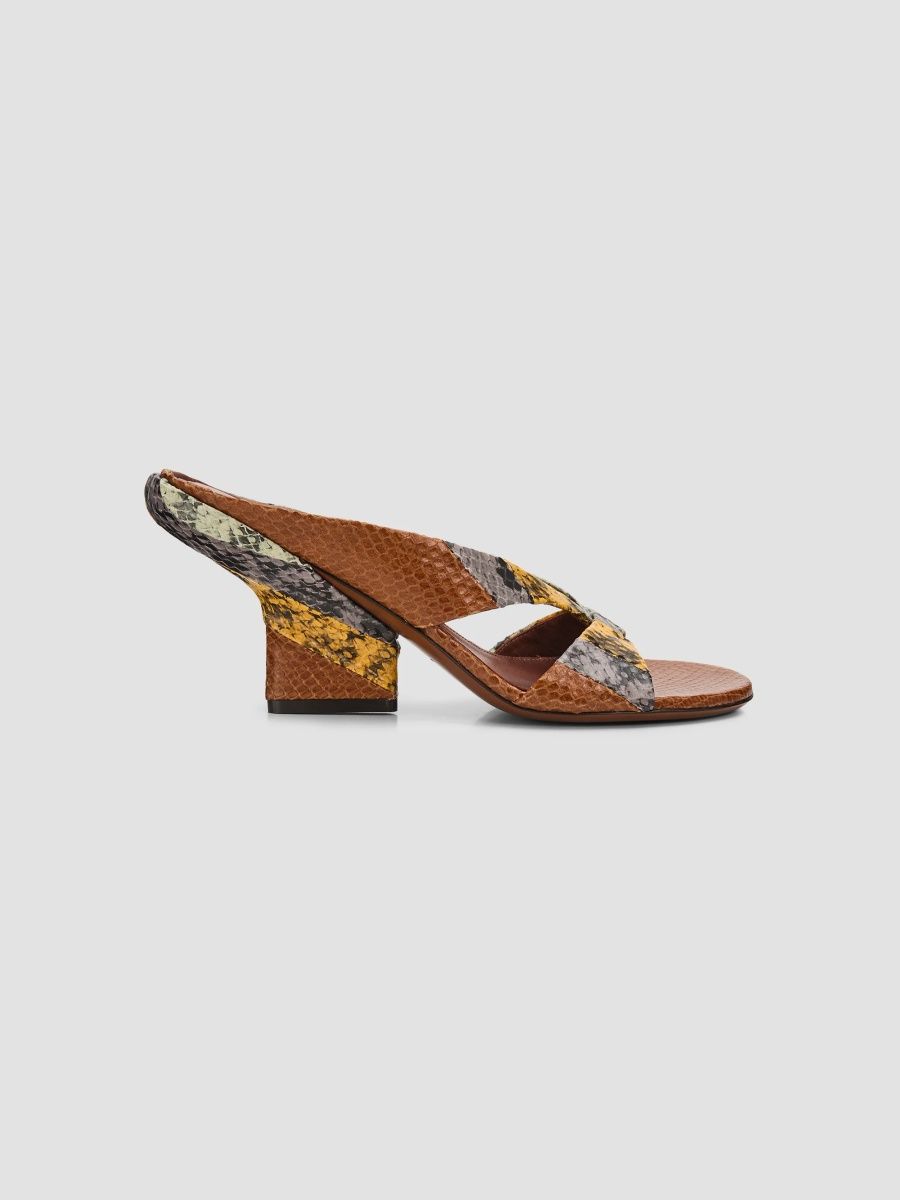 Dries Van Noten Women's Mosaicon 50MM Snake-Embossed Mules - Tan - Size 11
