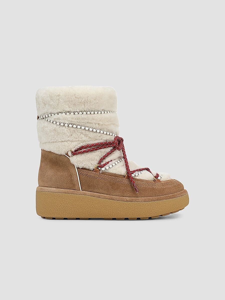 Veronica Beard Women's Kirsta 50MM Suede-Shearling Short Boots - White Chestnut - Size 12