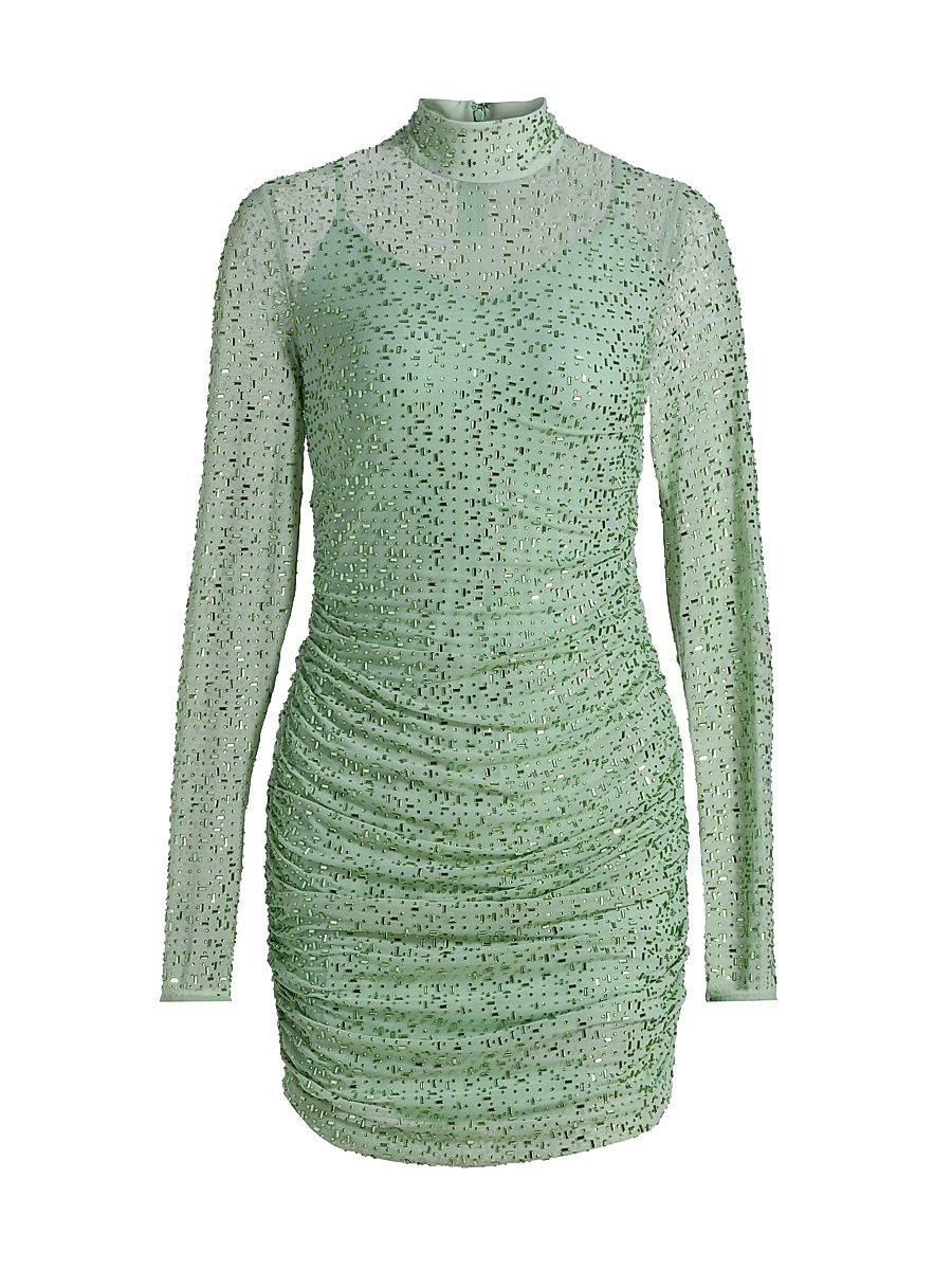 Women's Claudia Ress Embellished Ruched Minidress - Mint - Size Large