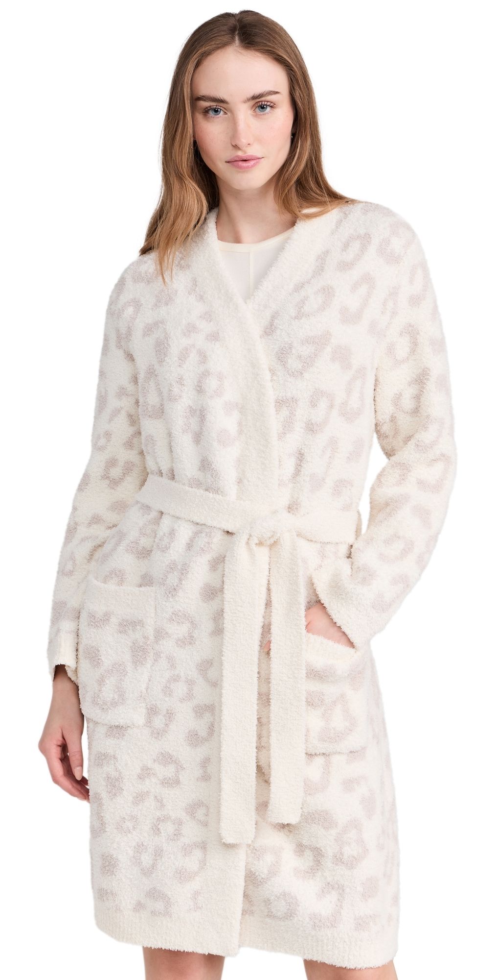 Barefoot Dreams Cozy Chic Barefoot in the Wild Robe Cream/Stone L