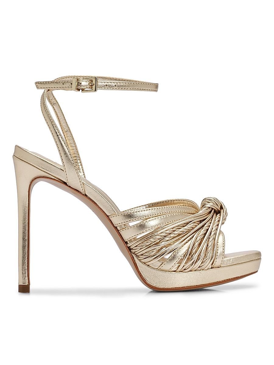 Women's Gaya 100MM Leather Sandals - Platina - Size 11