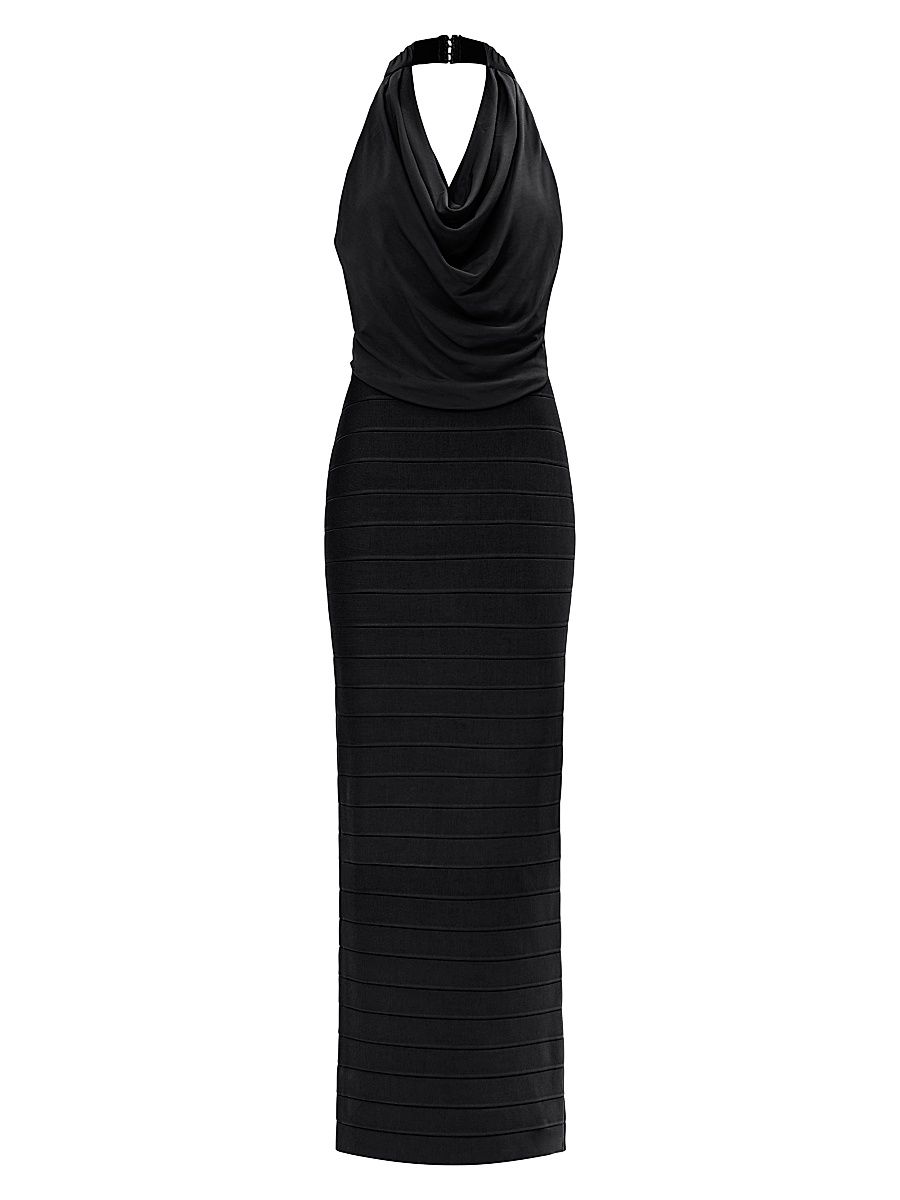 Women's The Lia Bandage Halterneck Gown - Black - Size Small