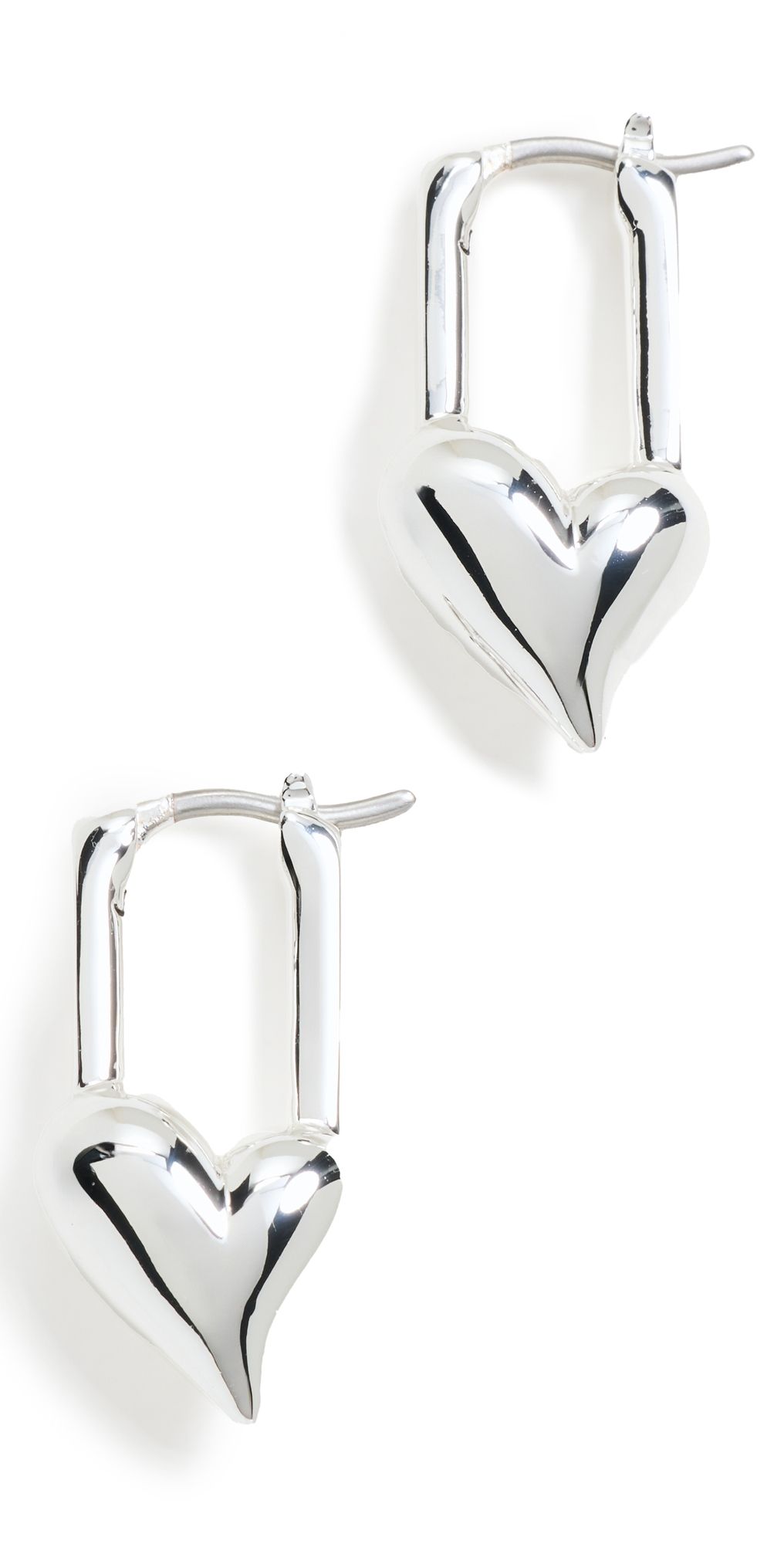 JENNY BIRD Padlock Heart Huggies High Polish Silver One Size