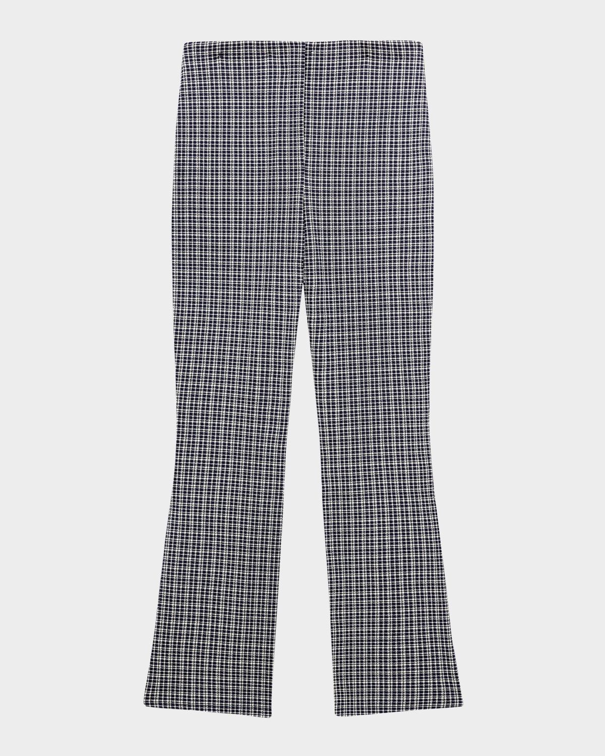 Plaid High-Rise Kick-Flare Pants
