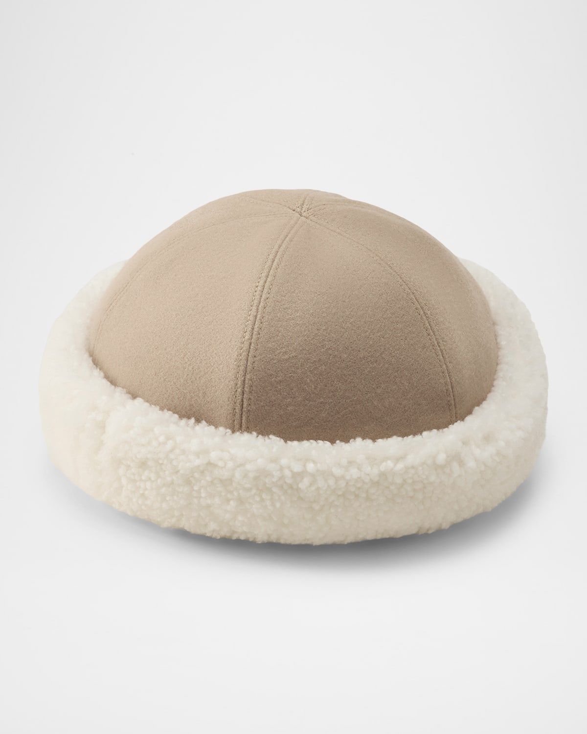 Nika Shearling-Trim Brushed Wool Beanie