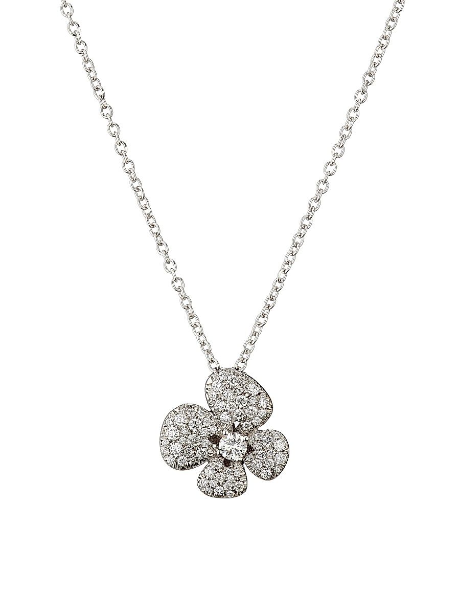 Women's Ischia 18K White Gold & 0.73 TCW Diamond Flower Pendant Necklace - White Gold