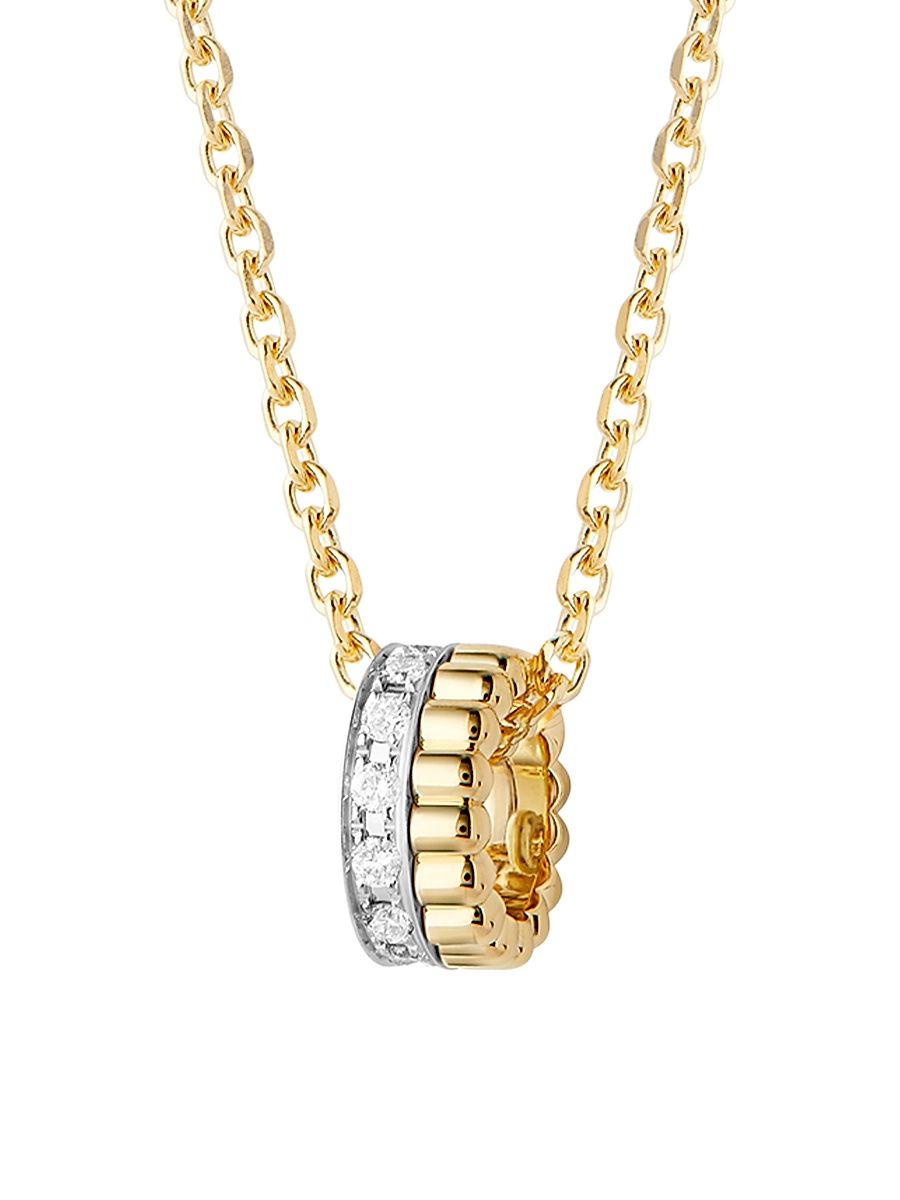 Women's Quatre Radiant Edition Two-Tone 18K Gold & 0.10 TCW Diamond Mini Pendant Necklace - Yellow White Gold