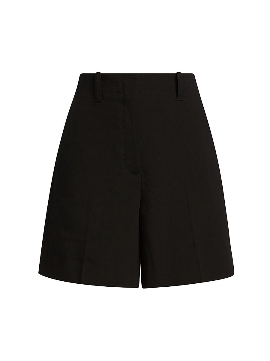 Women's Louis Linen-Blend Shorts - Black - Size 14