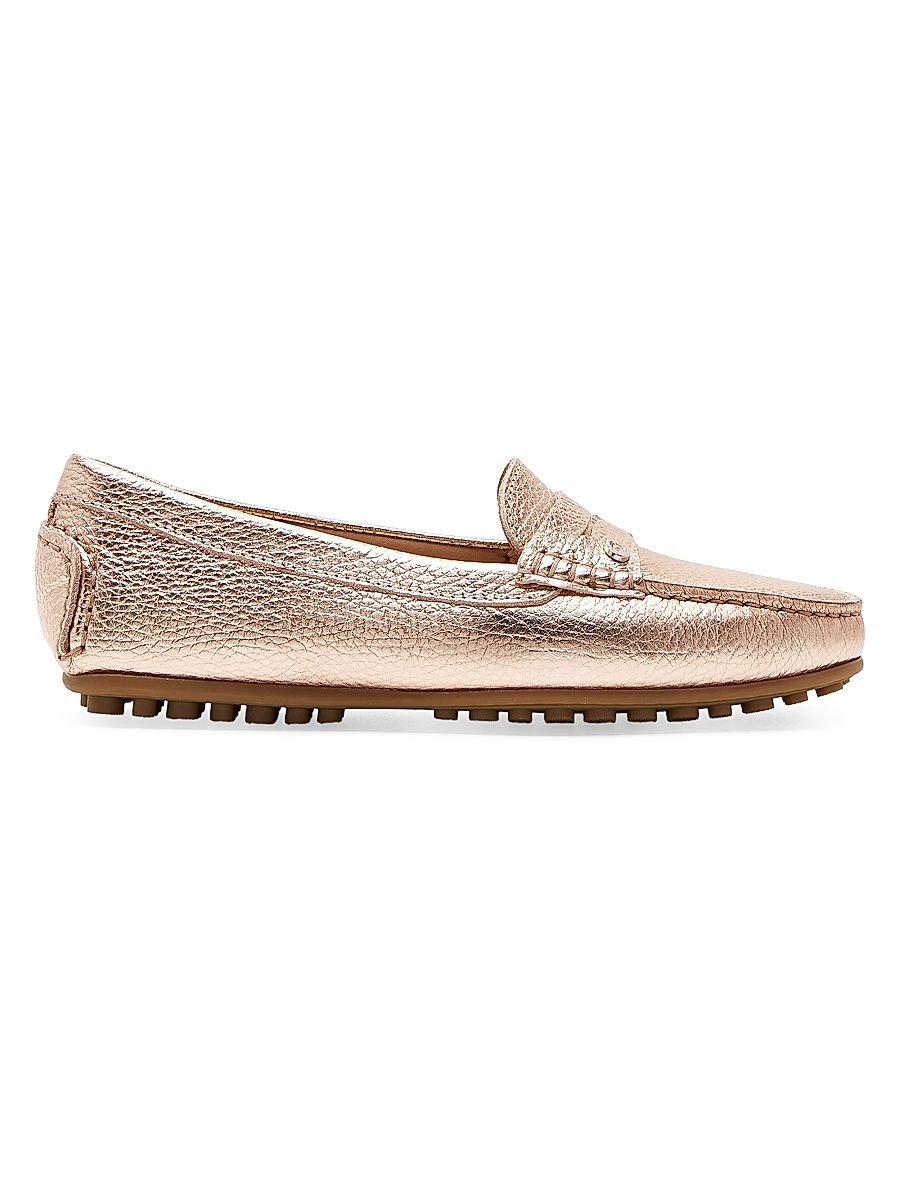 Women's Pilar Metallic Leather Loafers - Gold - Size 9.5