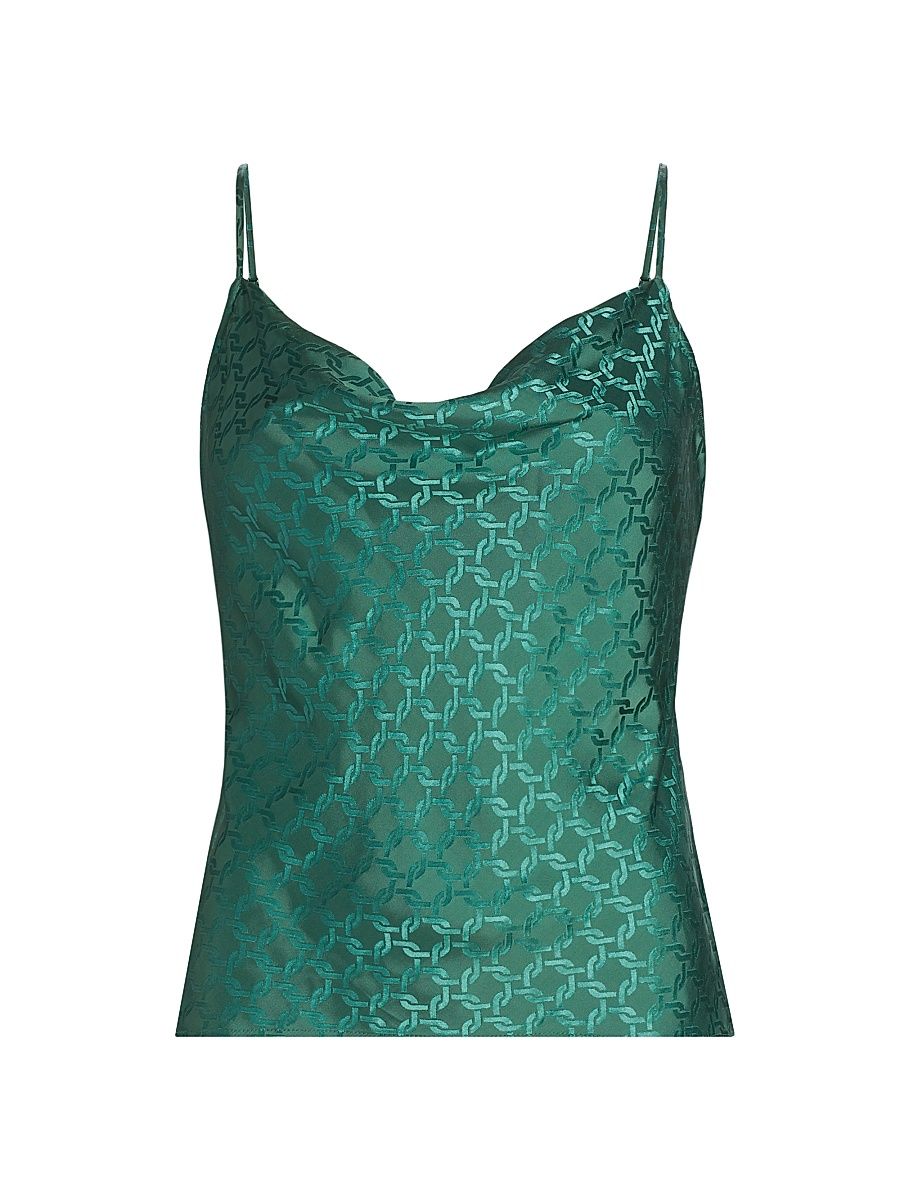 Women's Sola Geometric Print Satin Top - Clover - Size 0