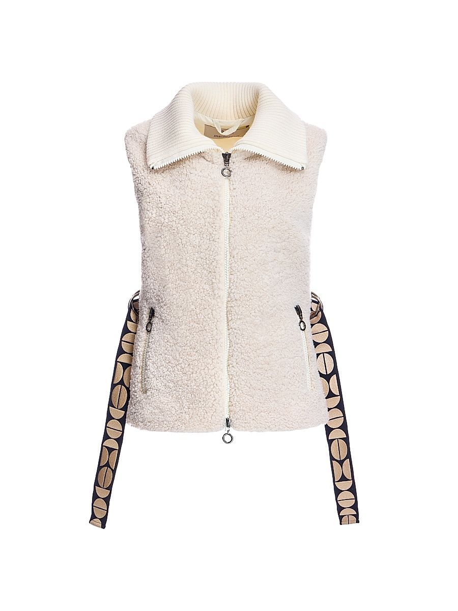 Women's Shearling Lamb & Quilted Shell Vest - Butter