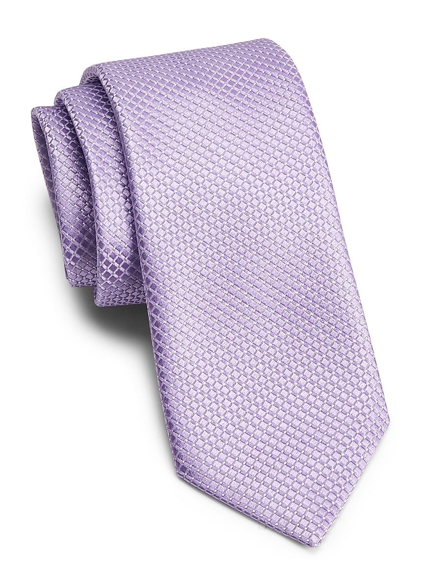 Men's Jacquard Silk-Cotton Tie - Violet
