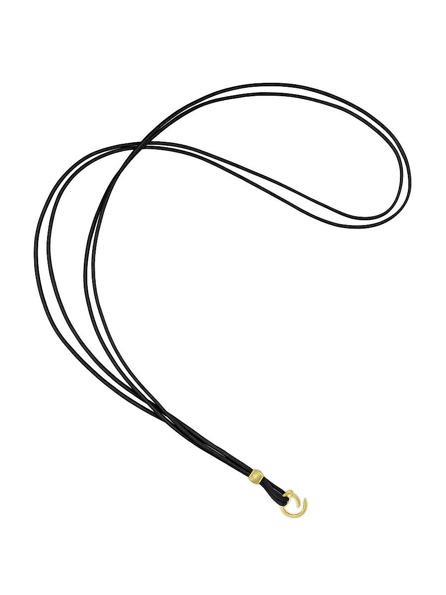 Women's Meditation Bells 18K Yellow Gold Cord Necklace - Black