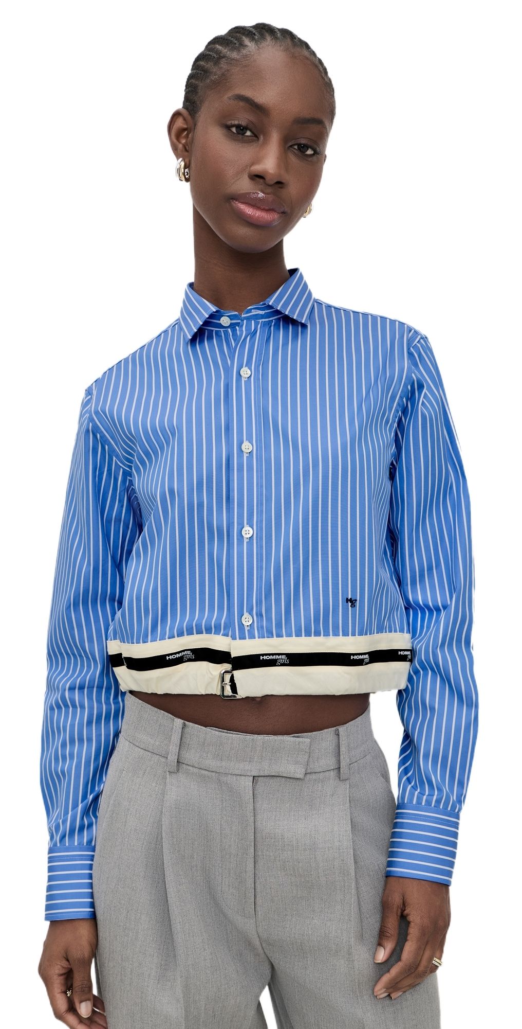 HOMMEGIRLS Belted Shirt Classic Stripe M