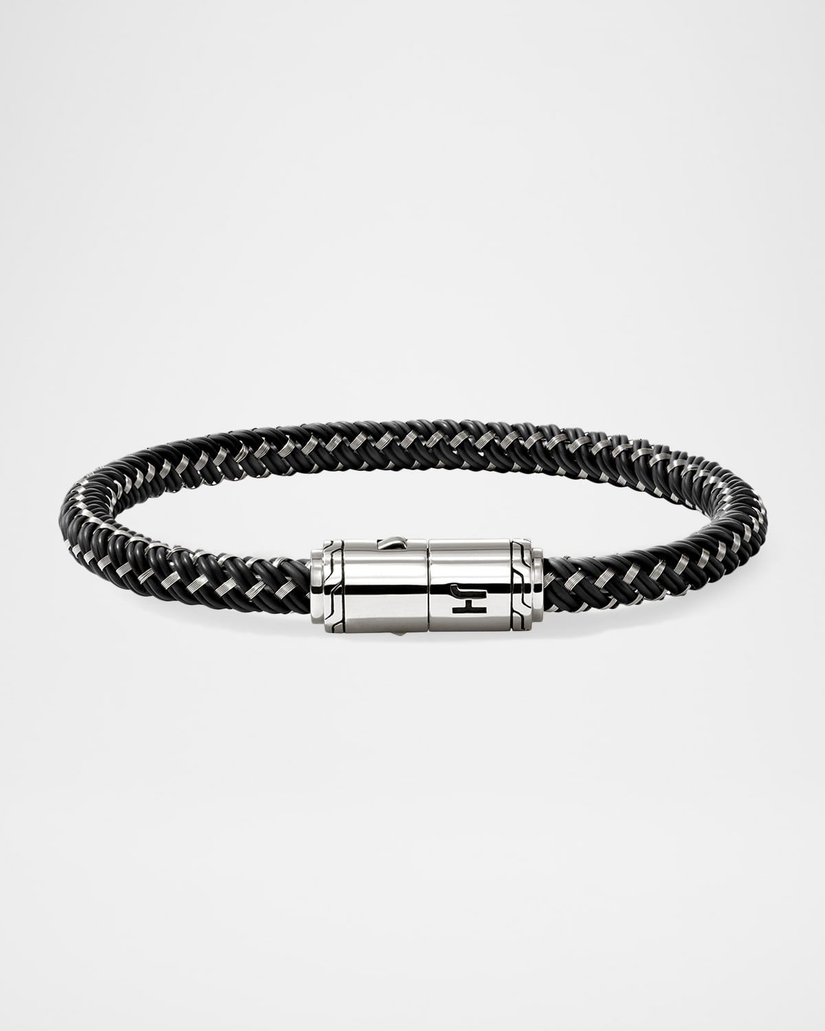 Men & apos;s Rubber Cord Bracelet with Sterling Silver, 6mm