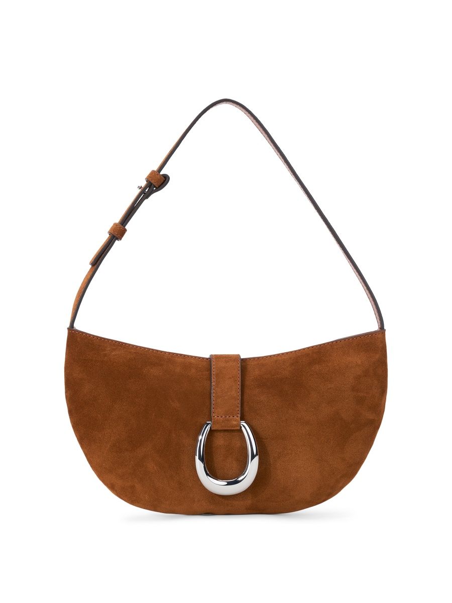 Staud Women's Harlow Crescent Suede Shoulder Bag - Tabac