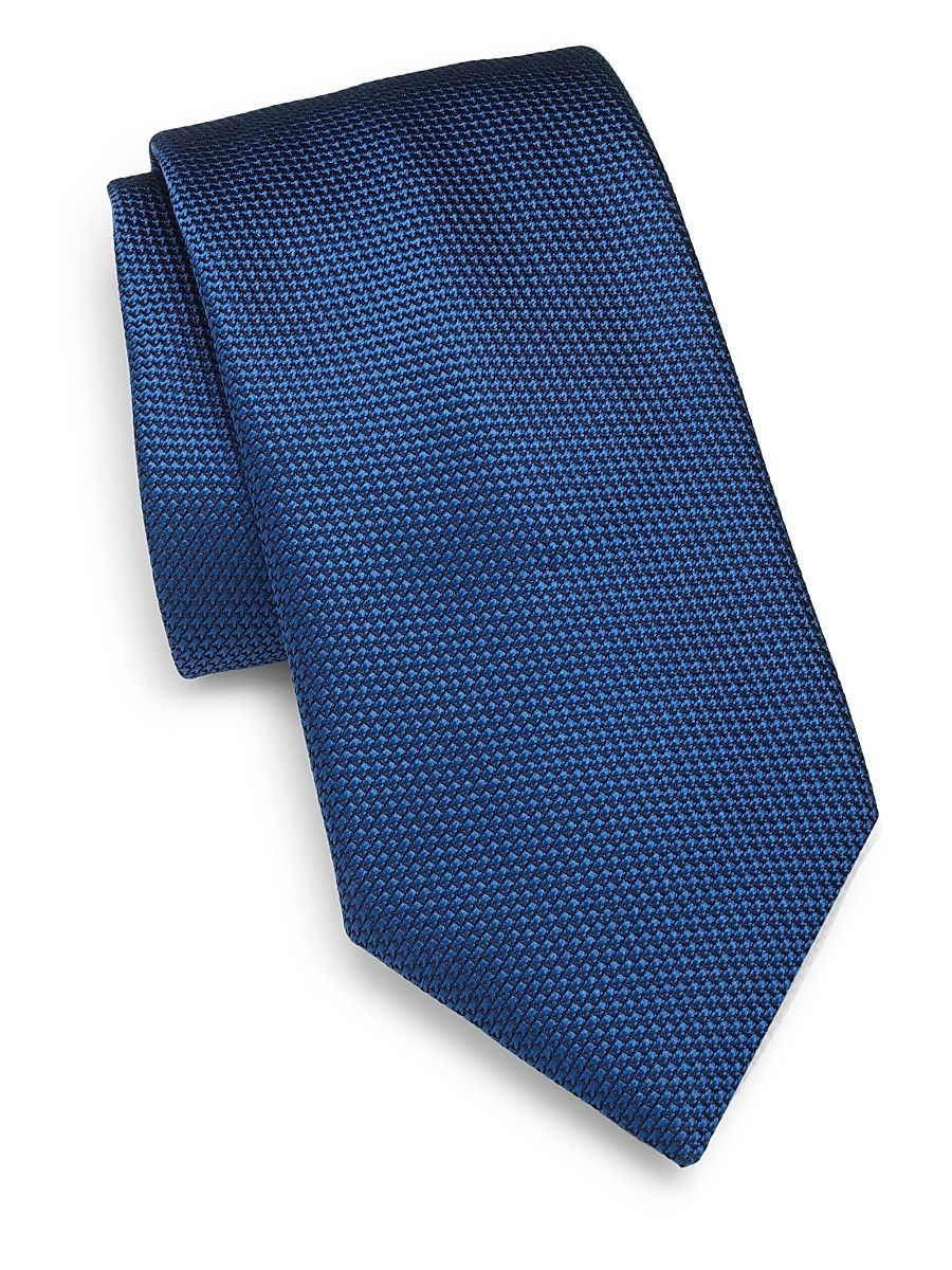 Men's Micro Pattern Silk Tie - Medium Blue