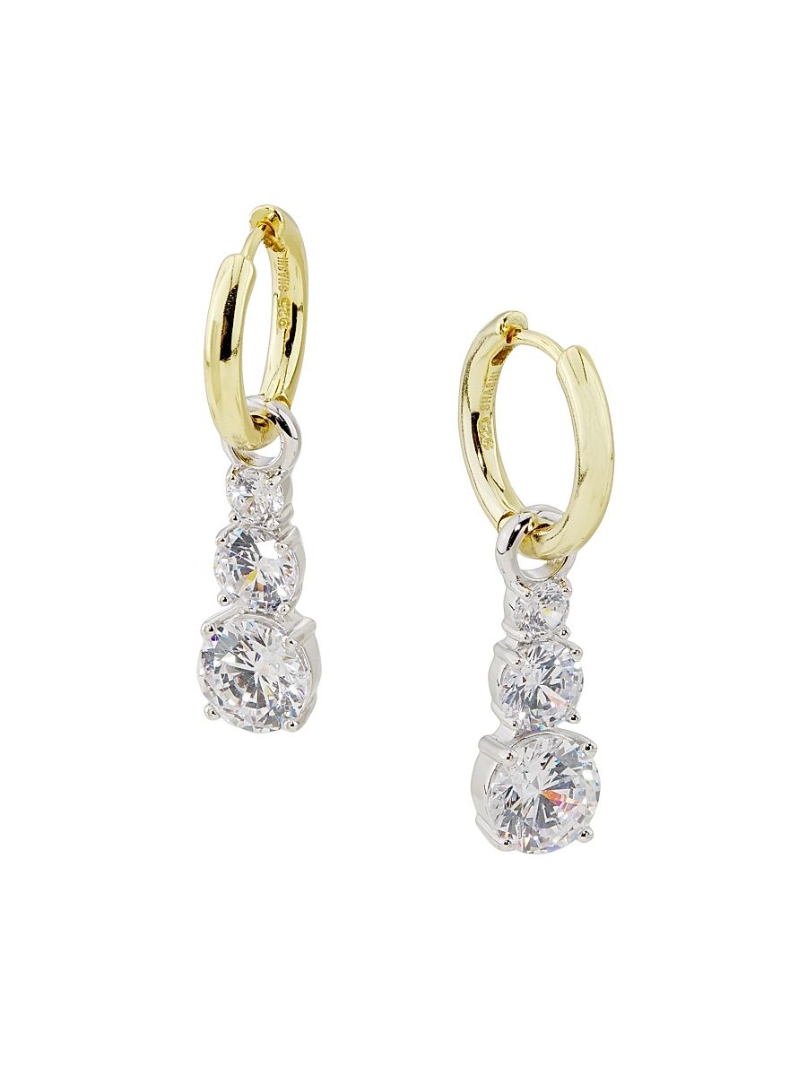 Women's Solita 14K-Gold-Plated & Cubic Zirconia Huggie Hoop Earrings - Gold