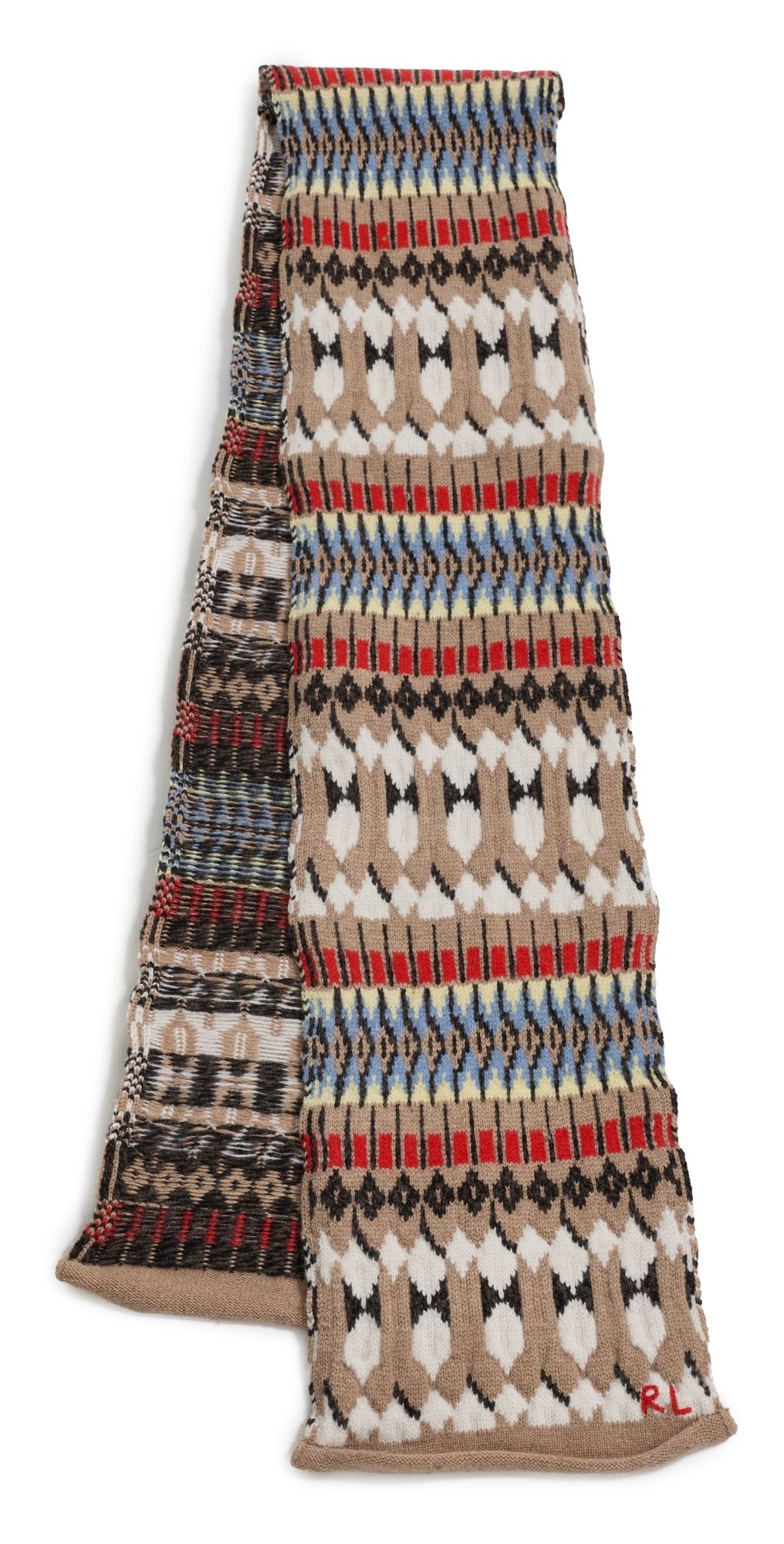 Polo Ralph Lauren Chunky Fair Isle Scarf Camel One Size