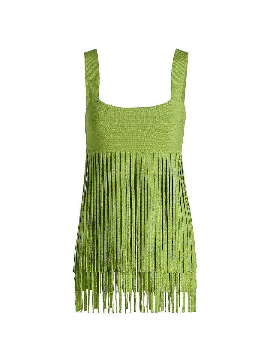 Women's Amaris Fringed Tank - Lime - Size Large