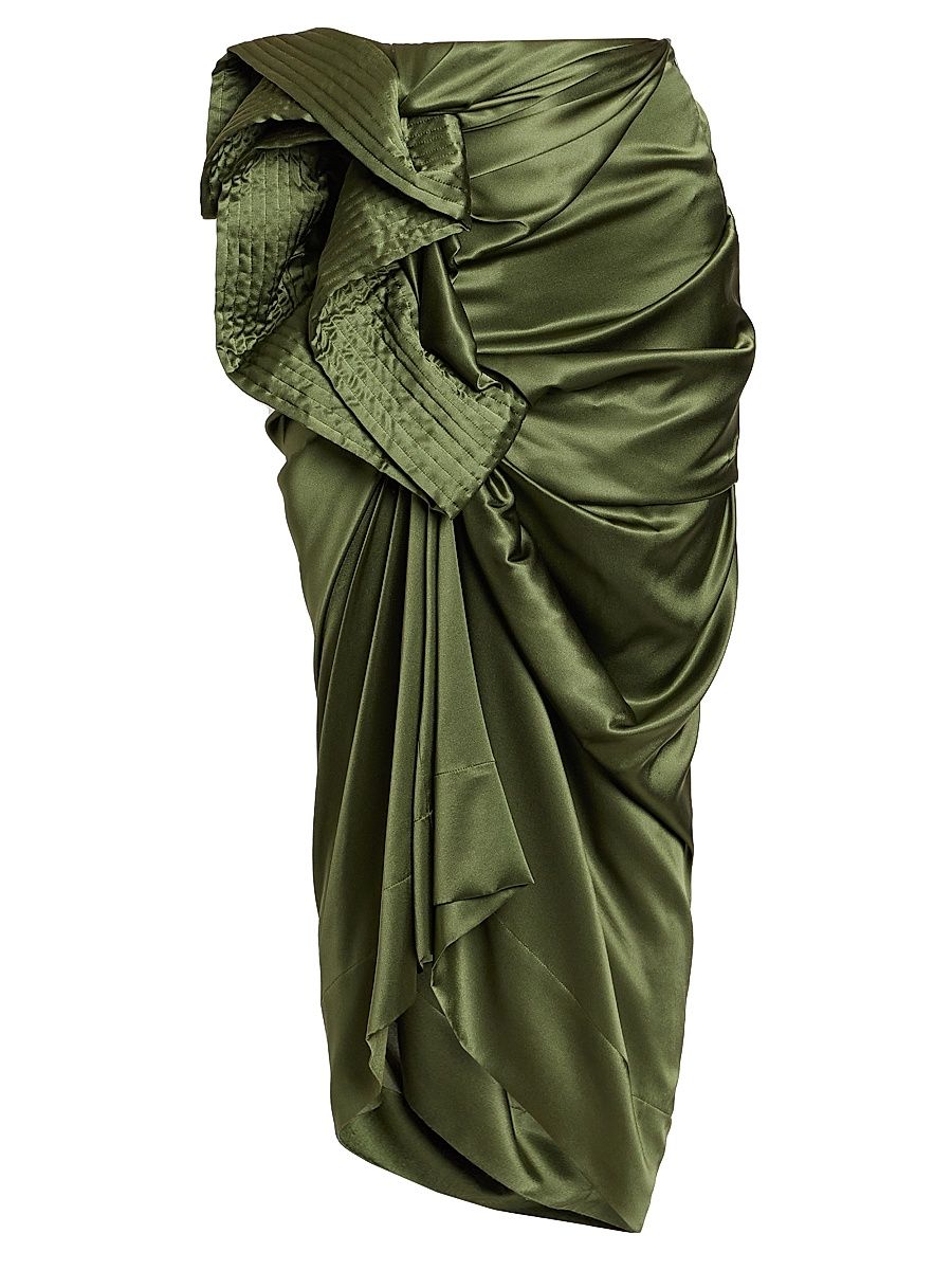 Women's Solla Satin Gathered Skirt - Khaki - Size 6