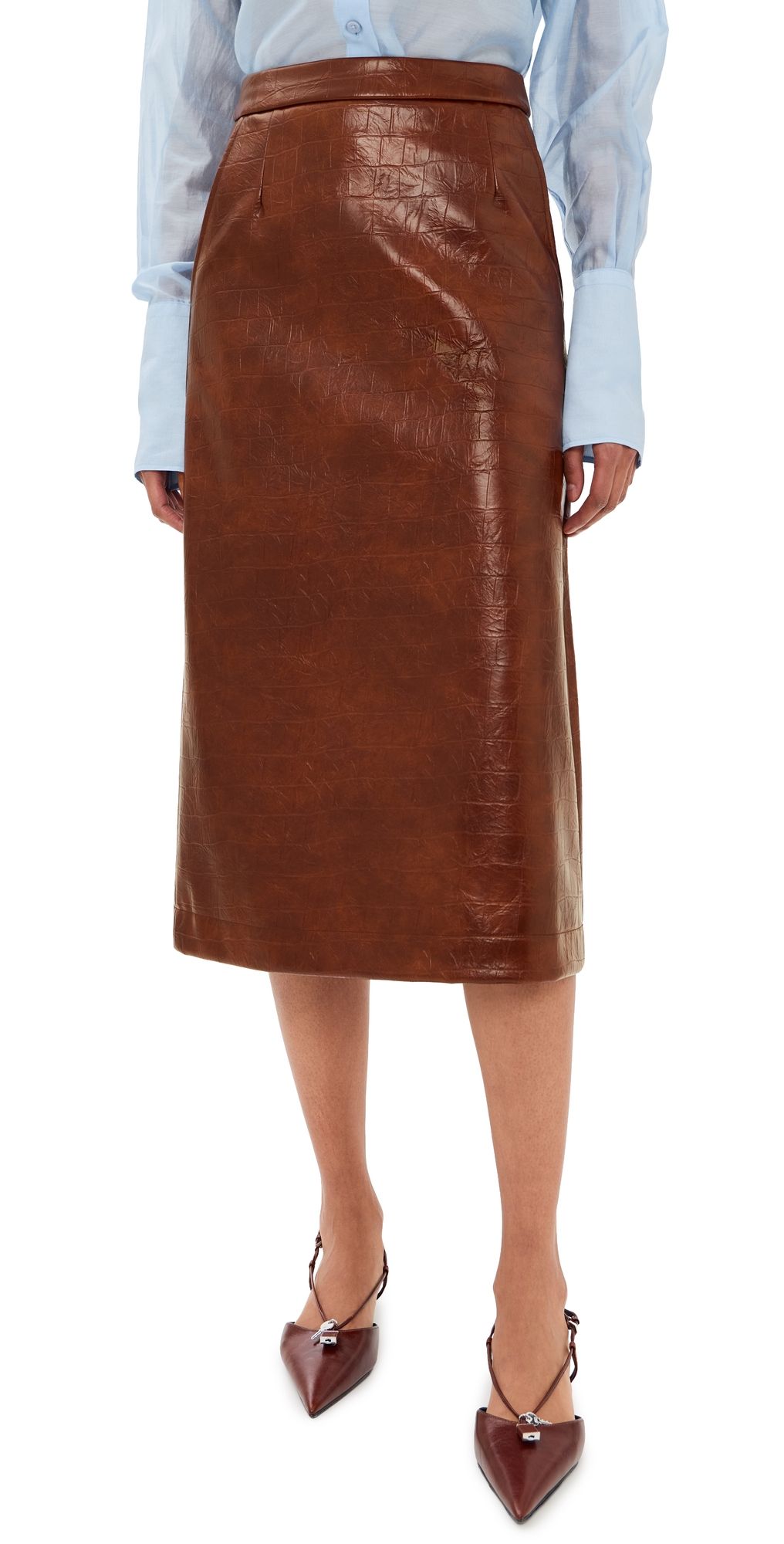 ESSENTIEL ANTWERP Kind Faux Leather Skirt Cigar Lounge 38