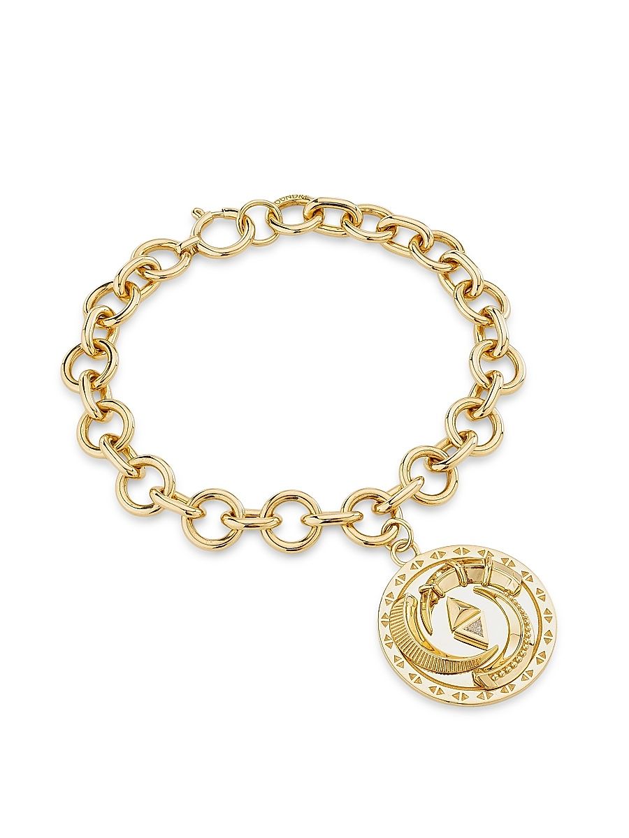 Women's Protection 18K Yellow Gold & 0.05 TCW Diamond Triskele Charm Bracelet - Yellow Gold - Size 7