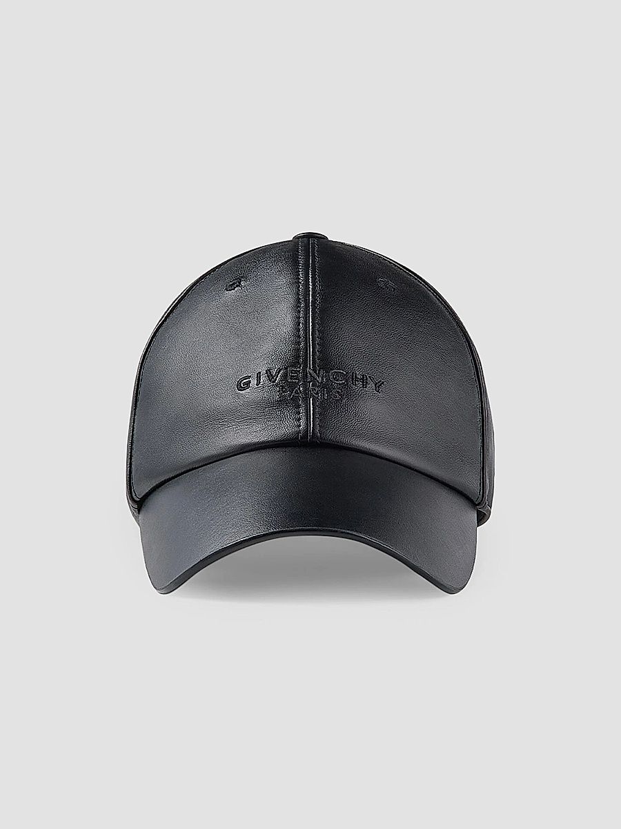 Givenchy Men's Embroidered Cap in Nappa Leather - Black