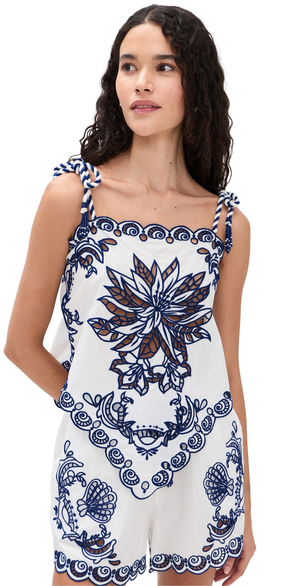 FARM Rio Garden Tiles Richelieu Blouse White L