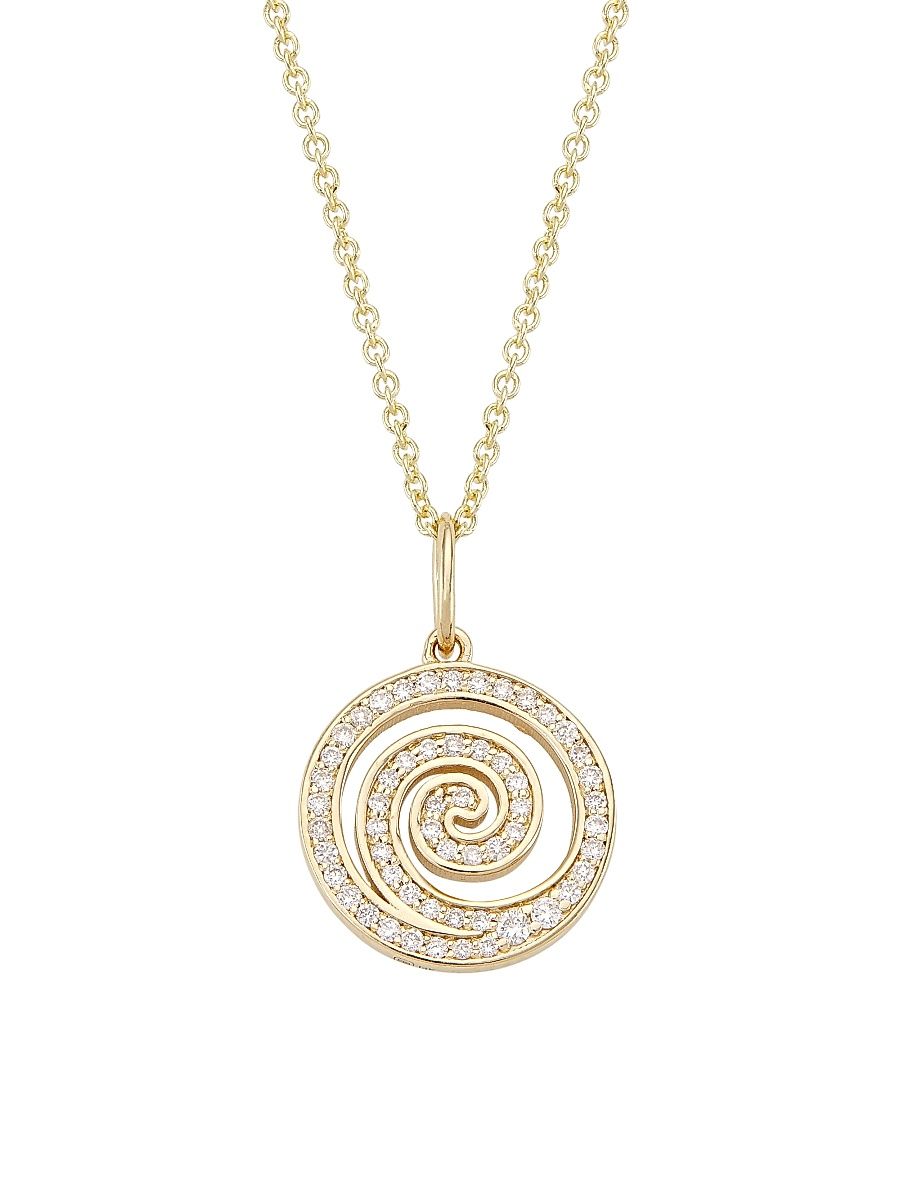 Women's 14K Yellow Gold & Diamond Spiral Pendant Necklace