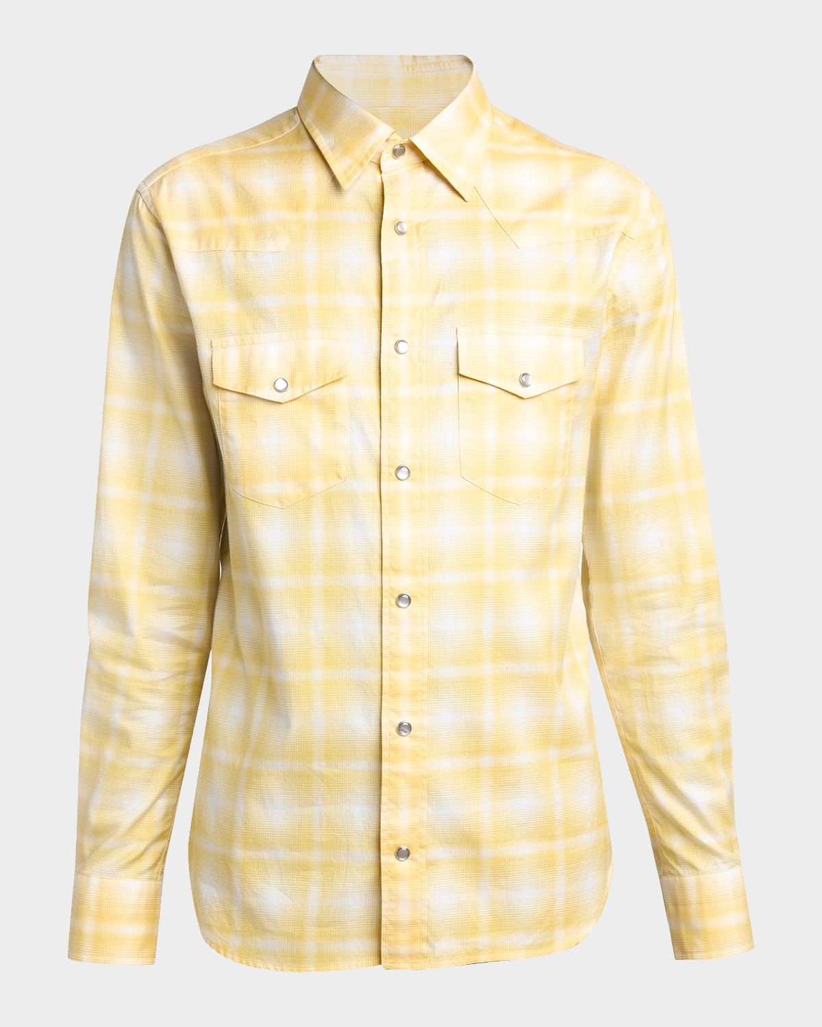 Men & apos;s Cotton Maxi-Plaid Slim Fit Snap-Front Western Shirt