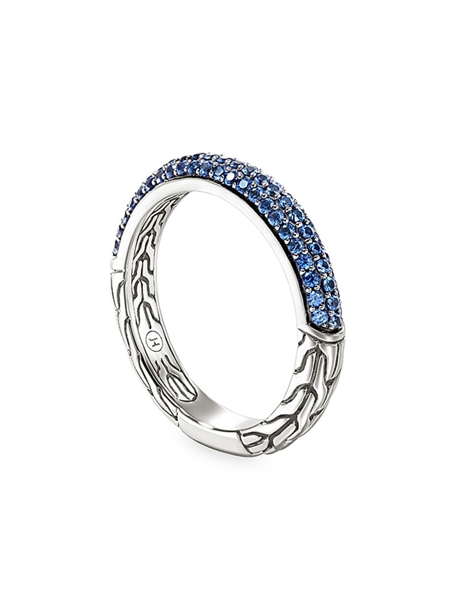 Women's JH Essentials Sterling Silver & Blue Sapphire Pavé Band Ring - Silver - Size 8