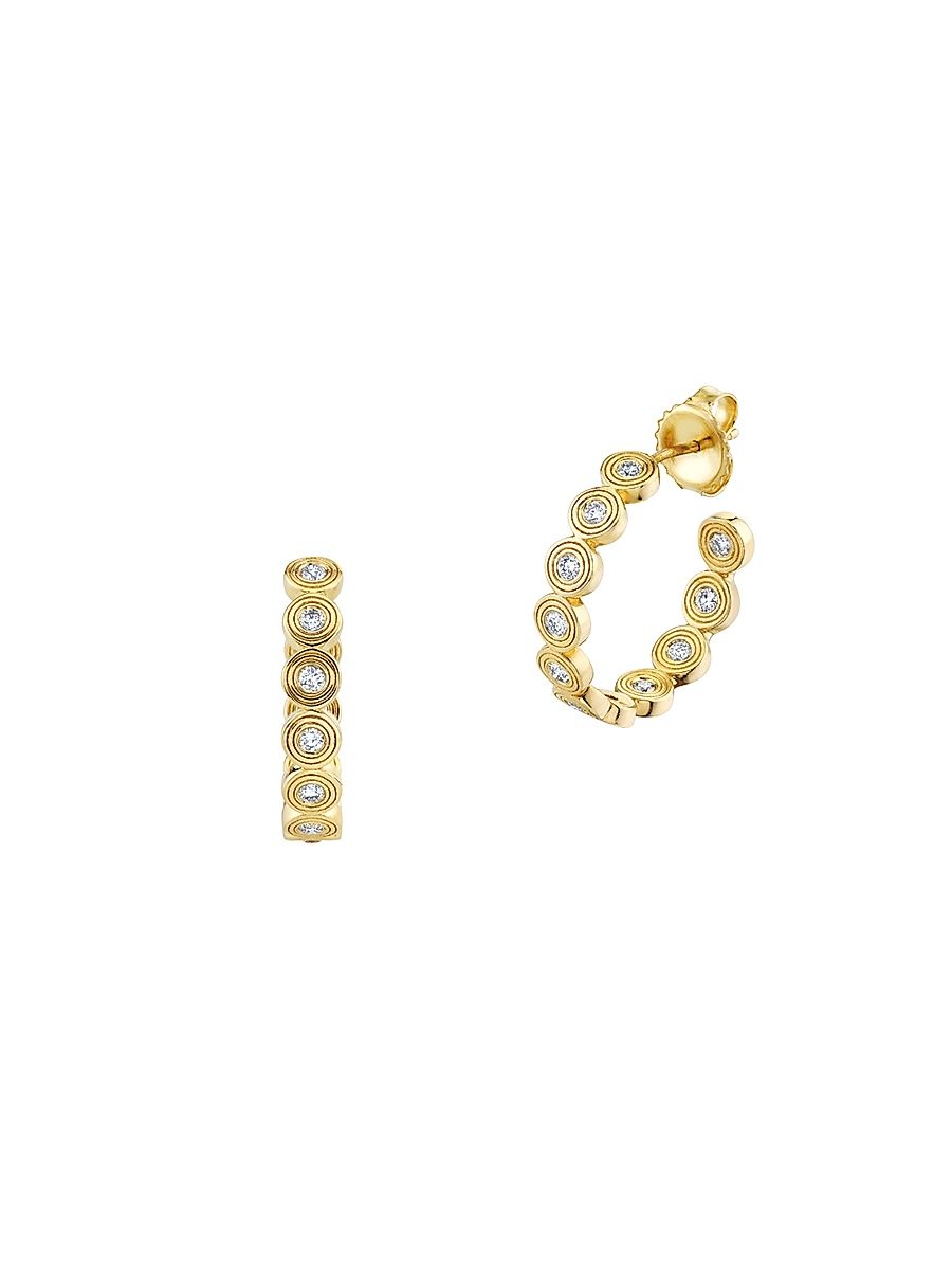 Women's Medium 14K Yellow Gold & 0.47 TCW Diamond Circle Hoop Earrings - Gold