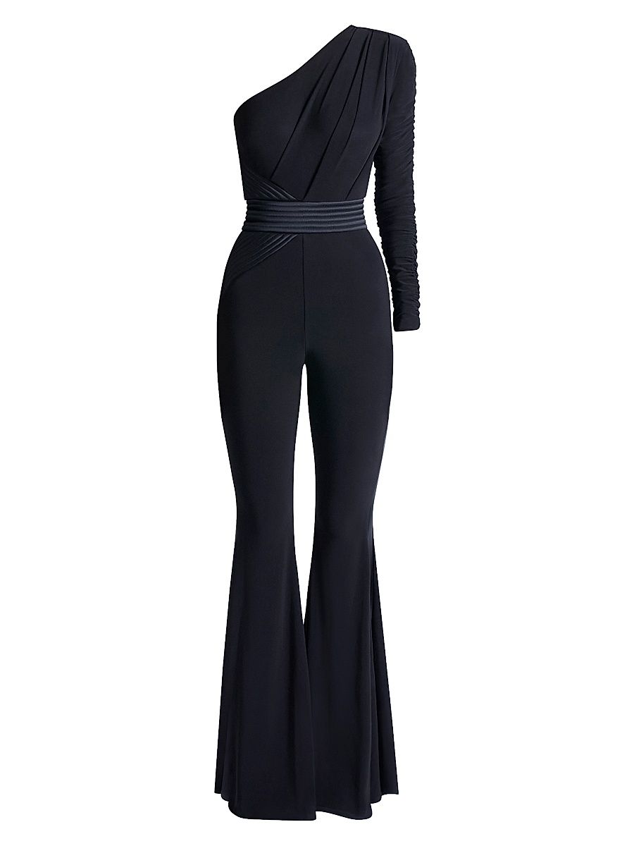 Women's Resonance Pleated One-Shoulder Jumpsuit - Black - Size 14