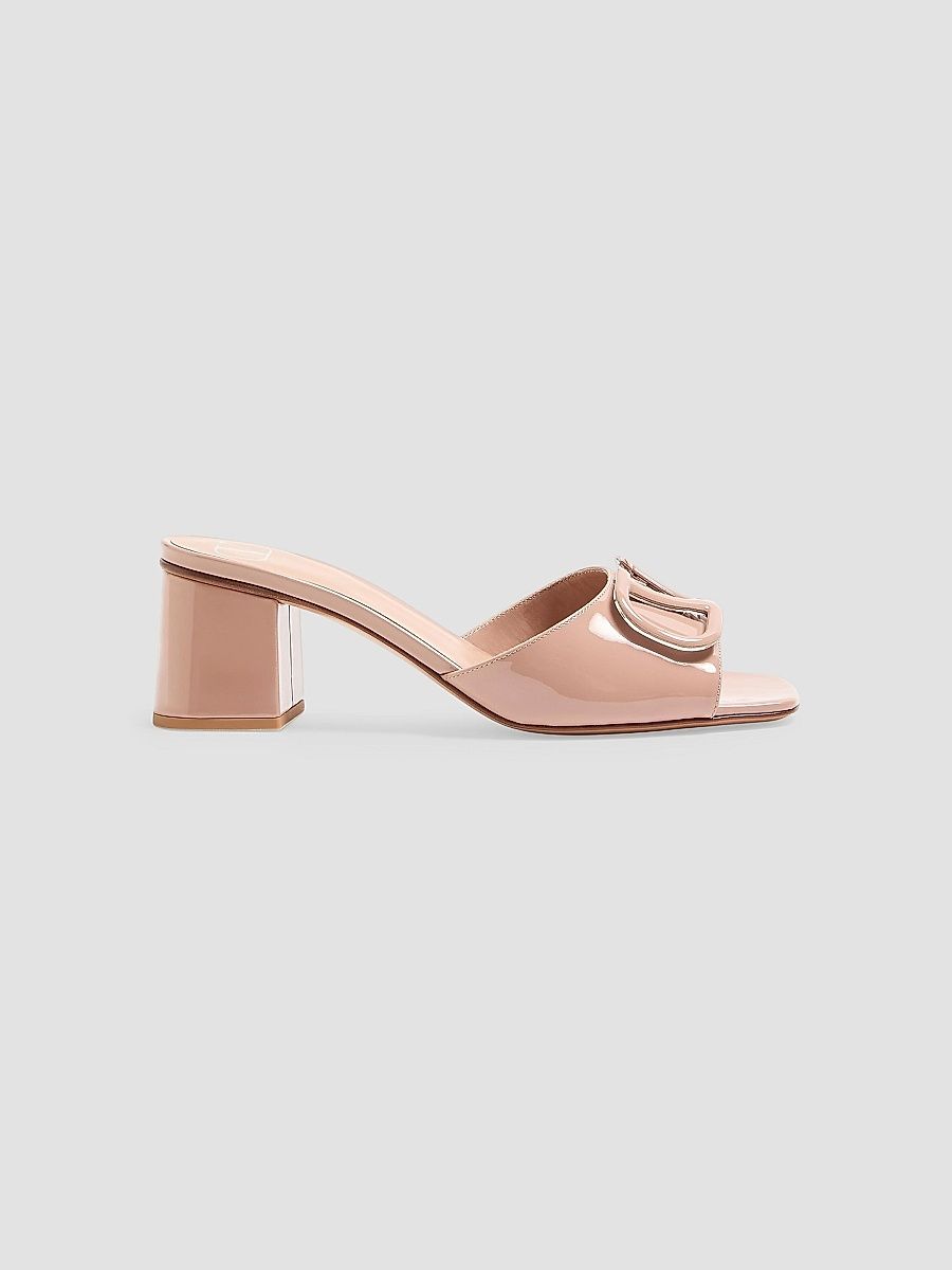 Valentino Women's VLogo Signature 60MM Patent Leather Slide Sandals - Rose Cannelle - Size 12